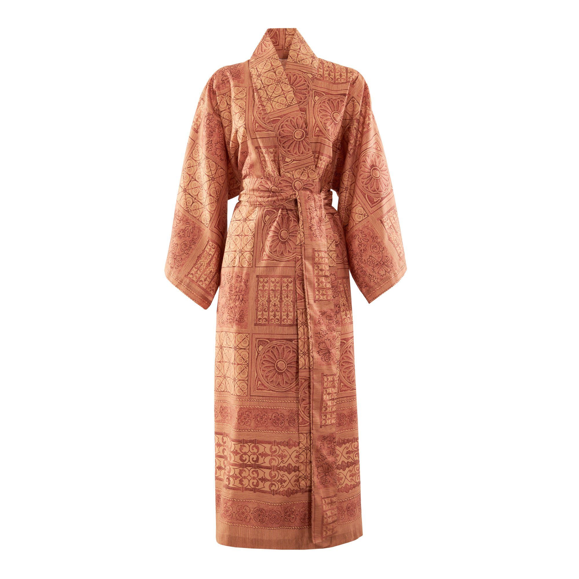Bassetti Kimono BOLSENA, knieumspielend, Baumwolle, Gürtel, aus satinierter Baumwolle ROT