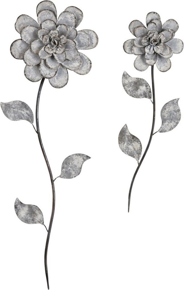 affaire (2er-Set), Wanddeko, Wanddekoobjekt Home aus Blumen Metall