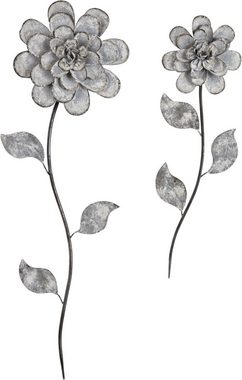Home affaire Wanddekoobjekt Blumen (2er-Set), Wanddeko, aus Metall
