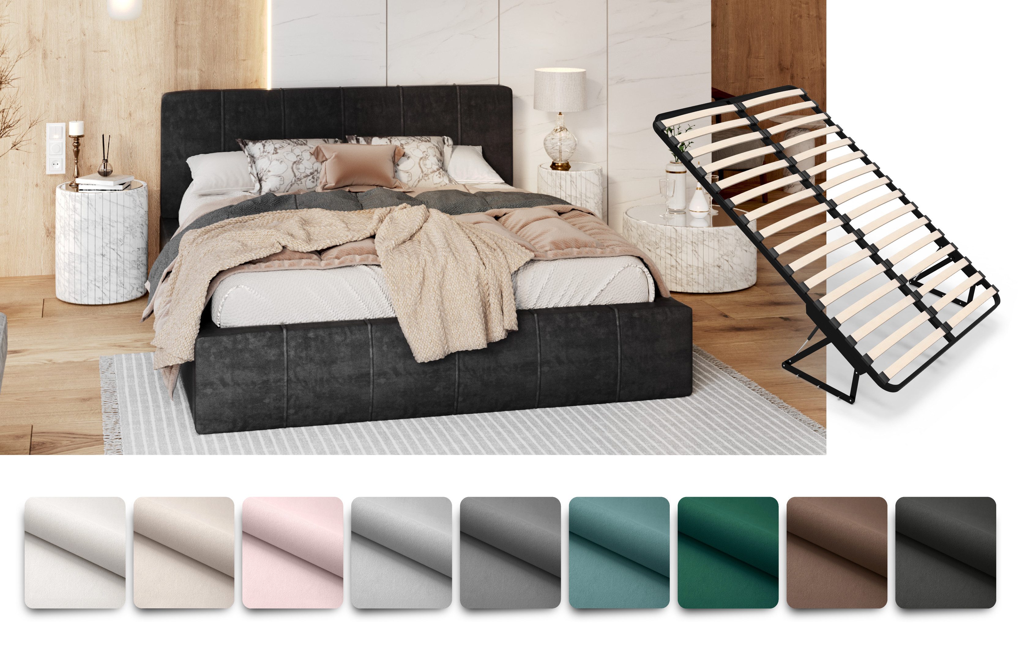 FDM Polsterbett FLORIDA Bettgestell 90x200, 120x200, günstig online kaufen
