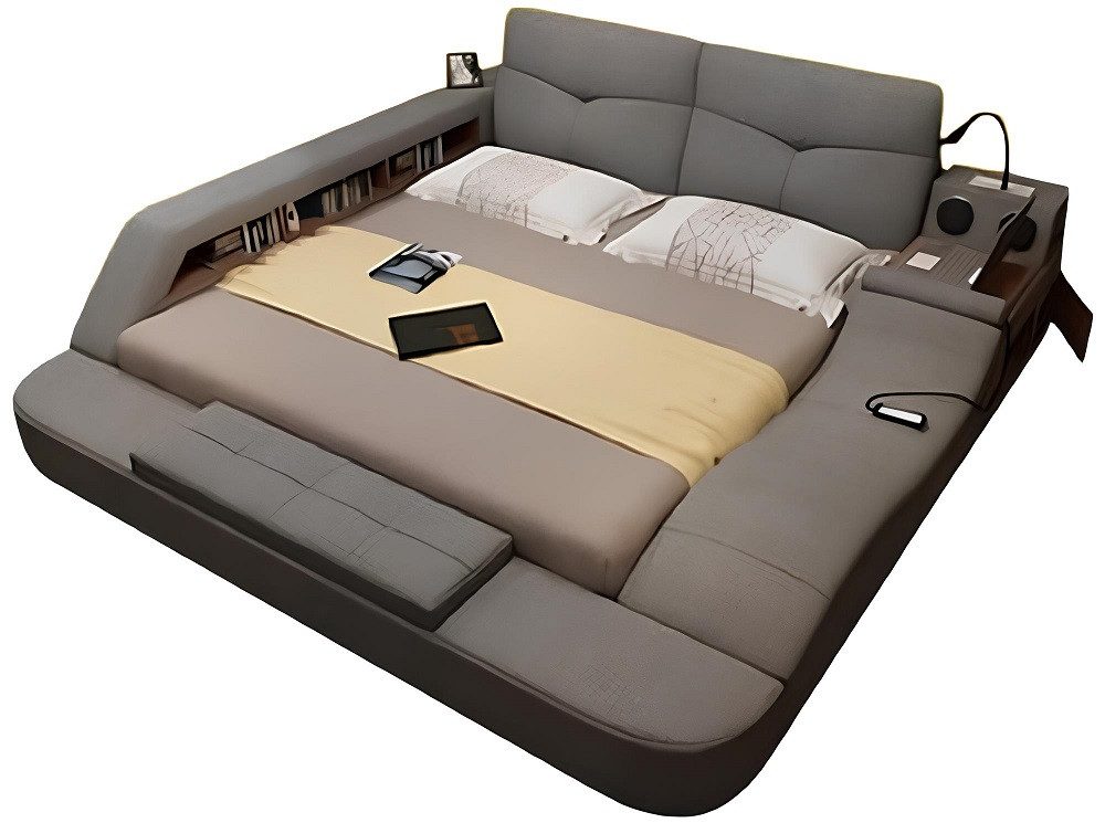 Xlmoebel Multimediabett Hochwertiges Lederdesign-Multimediabett Luxusmodell Ehebett Exklusiv (1-tlg., Bett), Hergestellt in Europa