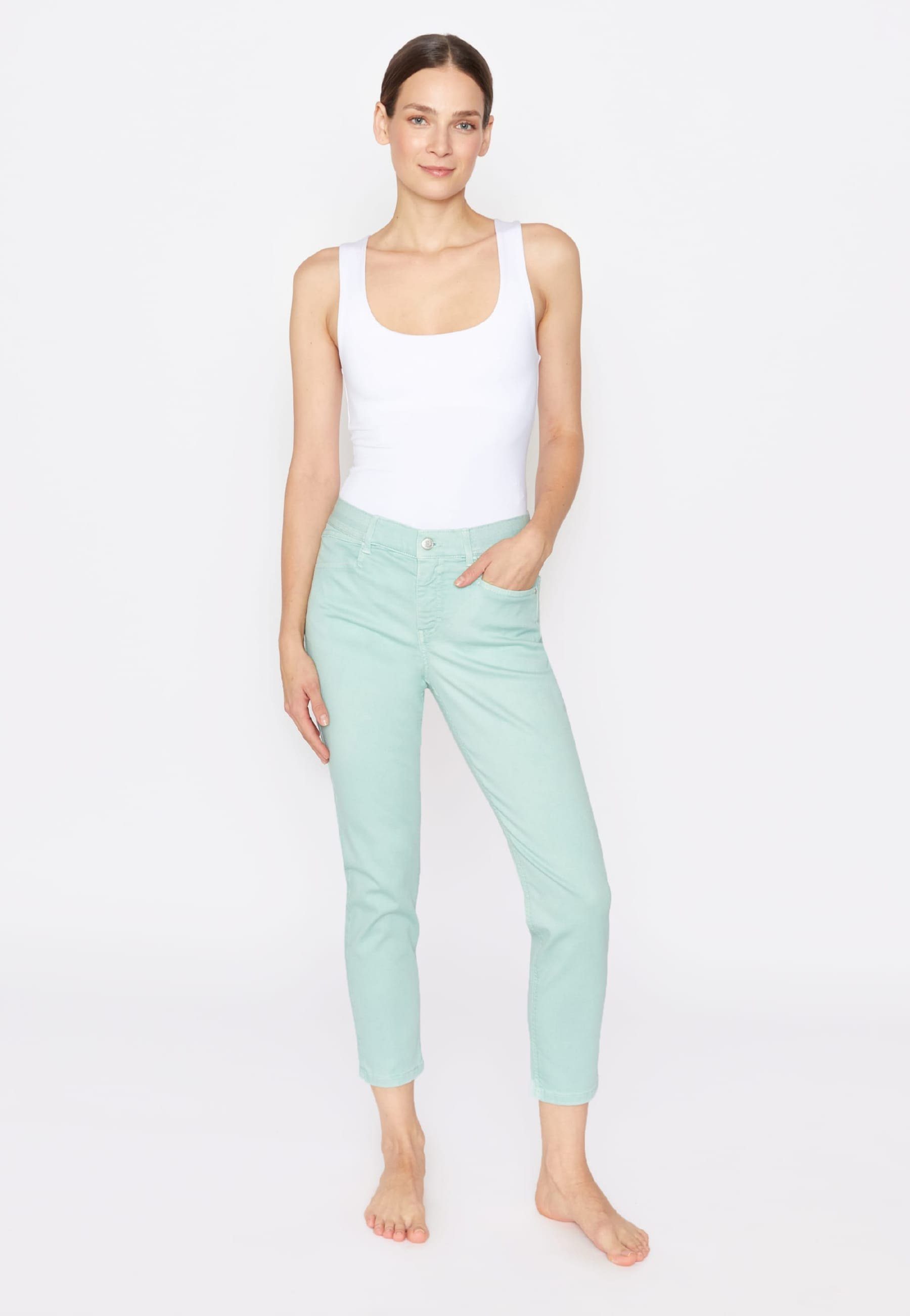 mit Coloured Crop Label-Applikationen mint Slim-fit-Jeans ANGELS Denim OSFA Jeans mit