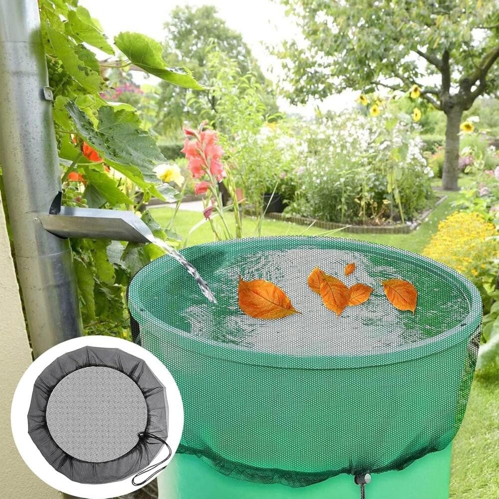 FELIXLEO Regentonnenfüllautomat 4 Stück Regentonnen Netz Abdeckung Verstellbar mit Zugkordel 55 cm