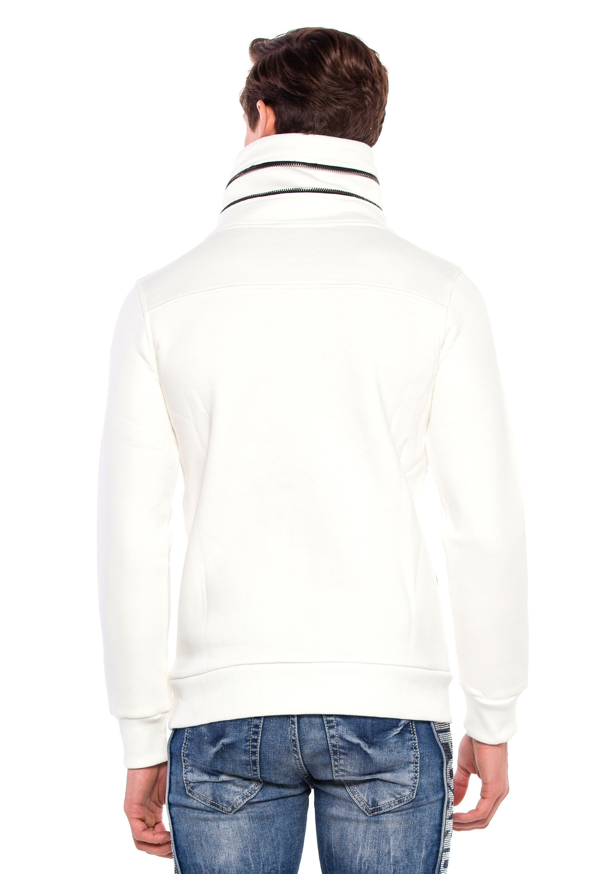 Baxx & mit Cipo Kragen hohem ecru (1-tlg) Sweatshirt