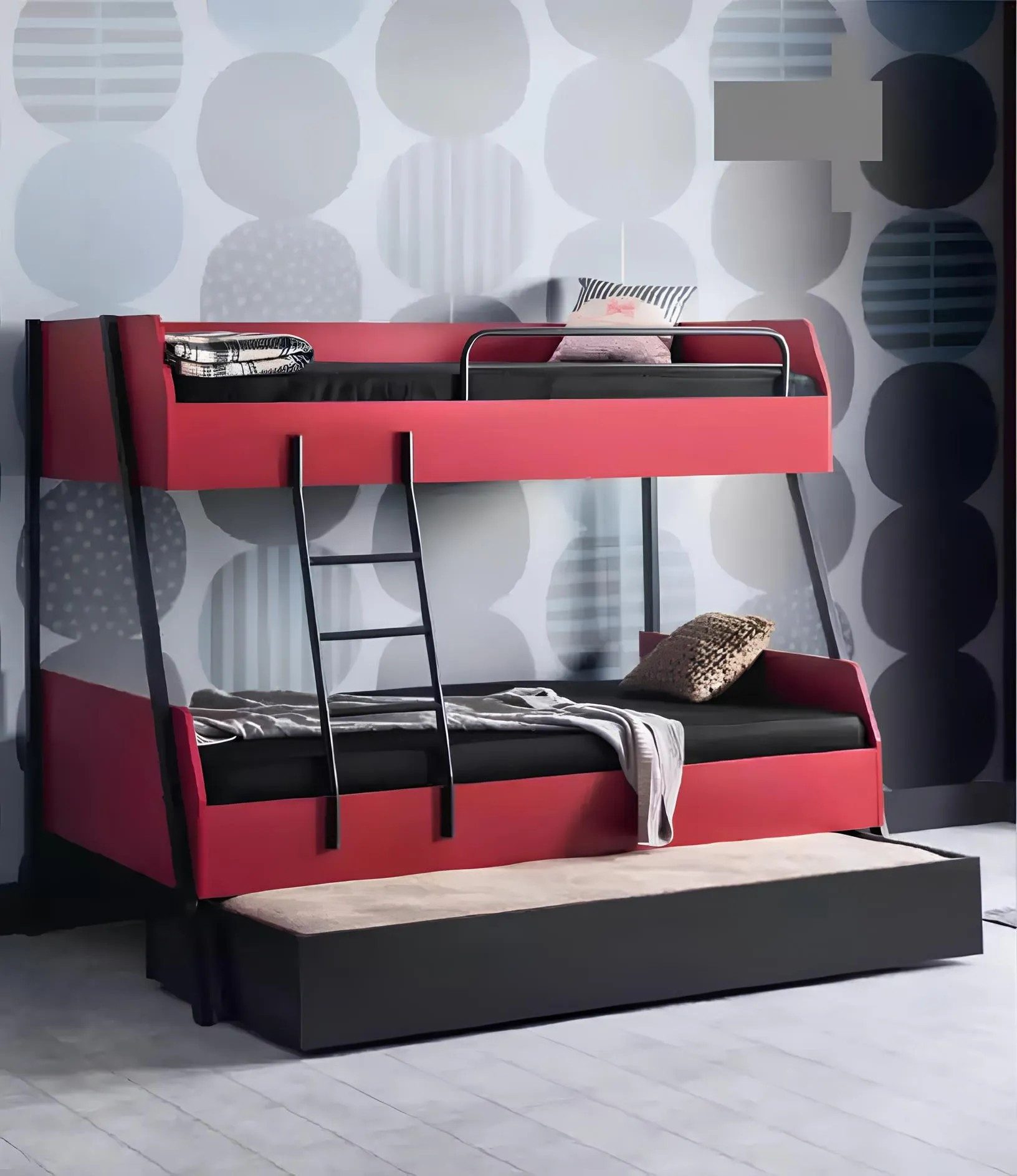 JVmoebel Etagenbett Rotes Holz-Jugendbett für das Kinderzimmer – Möbel für Kids, Made in Europa