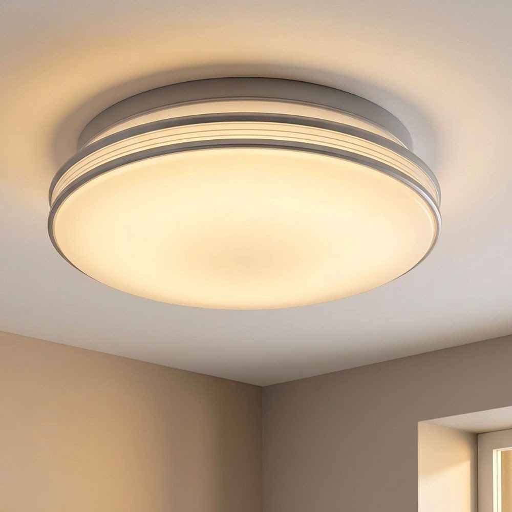 Esto LED Deckenleuchte, LED-Leuchtmittel fest verbaut, Warmweiß, Deckenleuchte Deckenlampe LED Wohnzimmerleuchte weiß rund D 29,3 cm