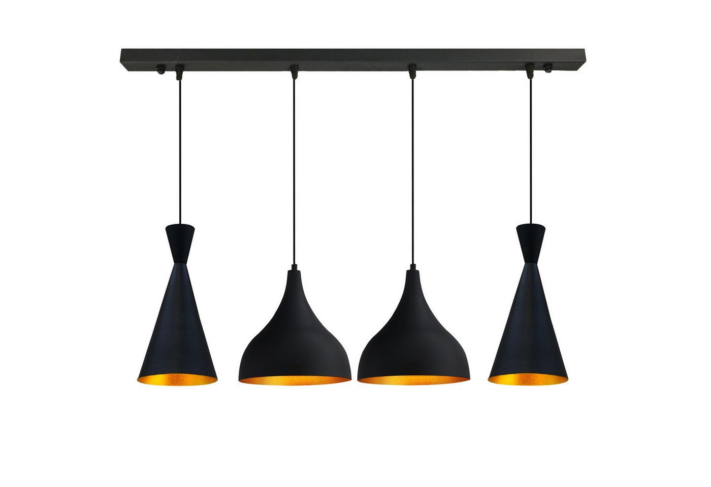 Bamyum Pendelleuchte Bamyum Pendelleuchte I Magna I 4 Flammig Schwarz Vintage Lampe, ohne Leuchtmittel