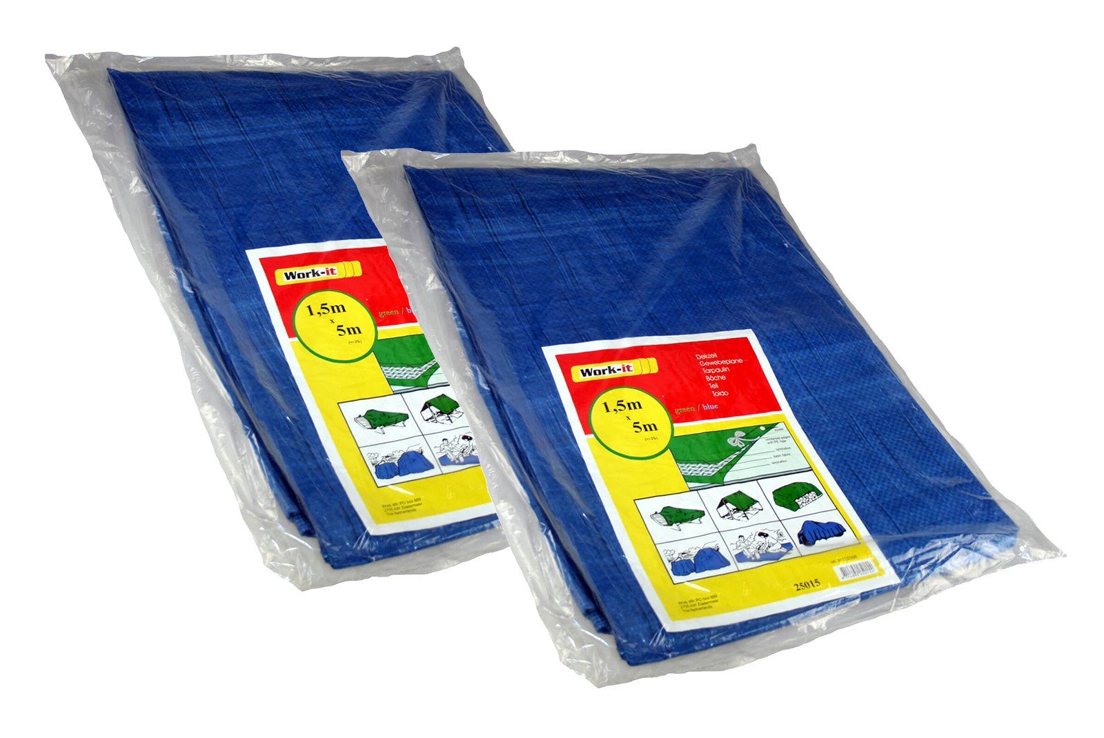 Regenschutzplane 2er Pack Gewebeplane 5m x 1,5m Holz Abdeckplane