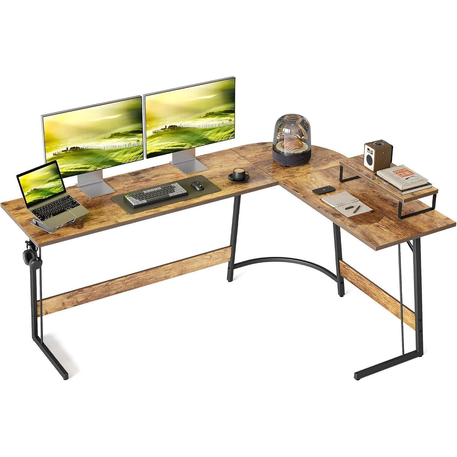 LuxusKollektion Eckschreibtisch Gaming Schreibtisch Eckschreibtisch L-Form 170 x 120 cm Vintagebraun