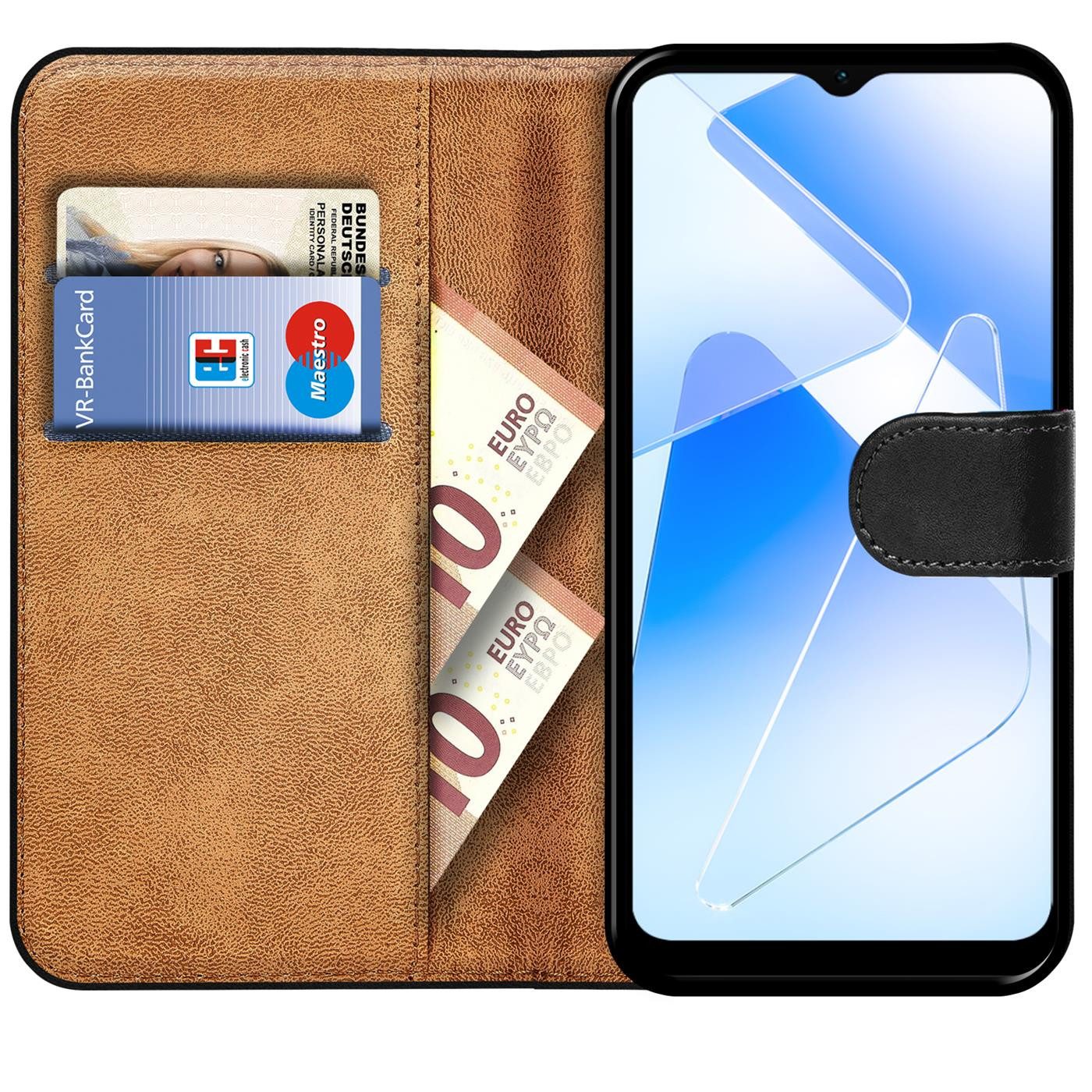 CoolGadget Handyhülle Book Case Handy Tasche für OPPO A16 6,6 Zoll, Hülle Klapphülle Flip Cover Etui Schutzhülle stoßfest