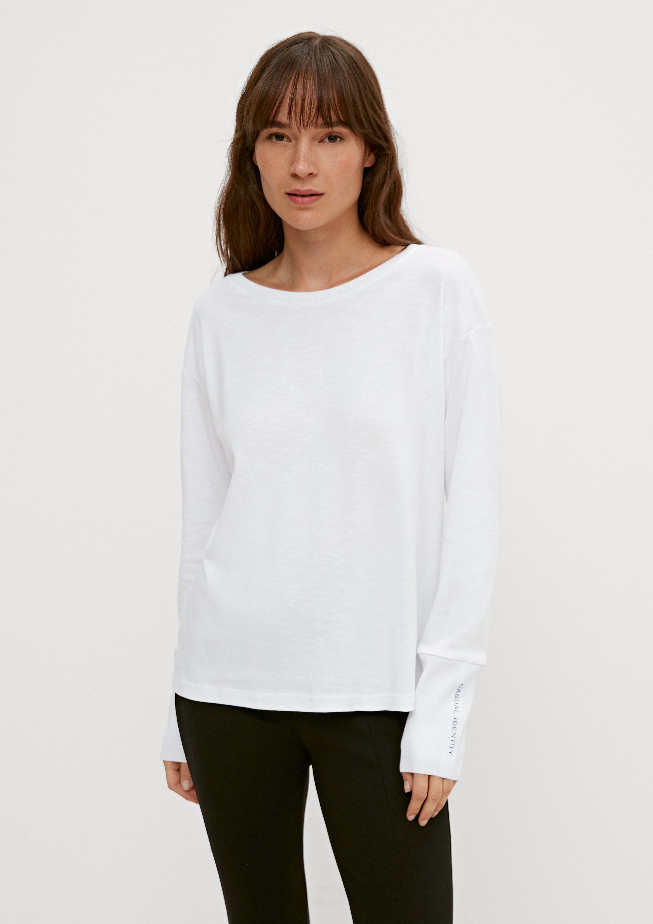 comma Langarmshirt T-Shirt Langarmshirt aus Modalmix (1-tlg)