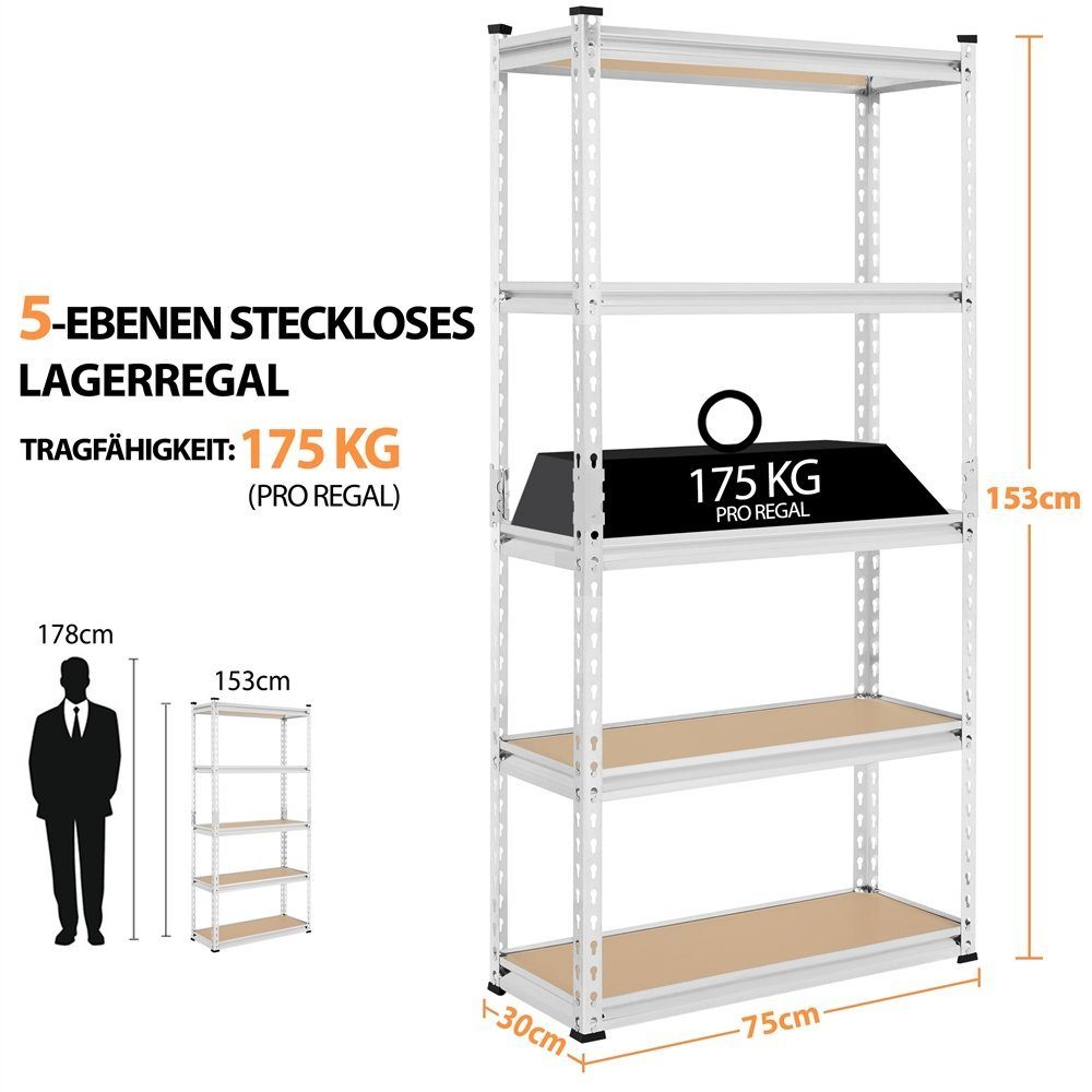 Schwerlastregal, MDF-Böden Yaheetech verstellbaren Silbern mit