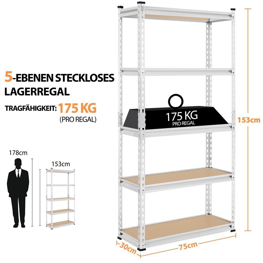 Yaheetech Standregal 75 x 30 x 153cm/90 x 30 x 180cm, Lagerregal Schwerlast günstig online kaufen
