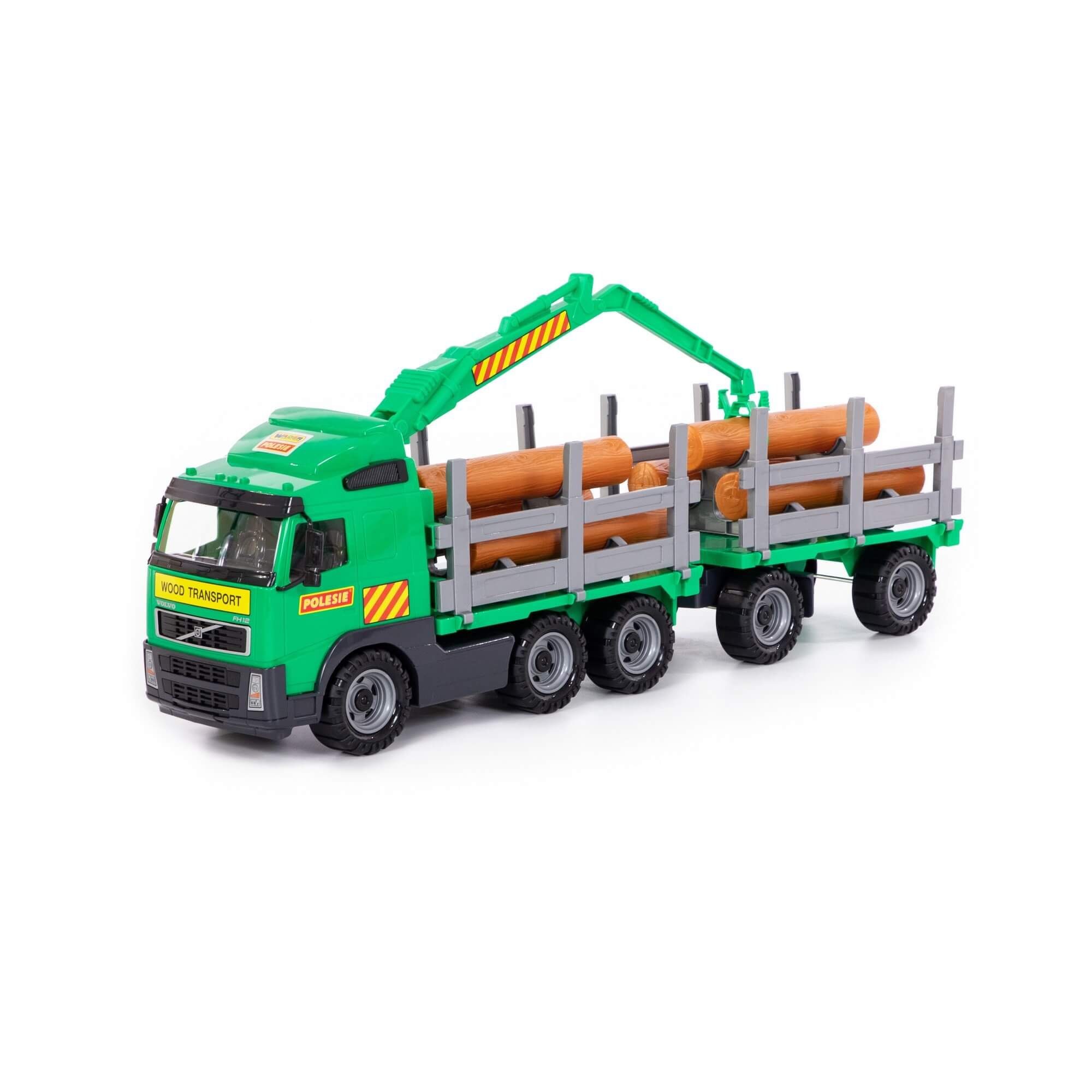 WADER QUALITY TOYS Игрушечный грузовик VOLVO Holzfrachter mit Anhänger