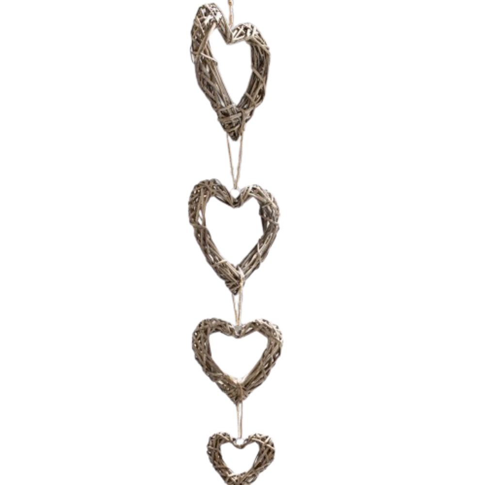 Home-trends24.de Вішалки для прикрас Hänger Herzgirlande Weide Grau Herz Wandhänger Girlande