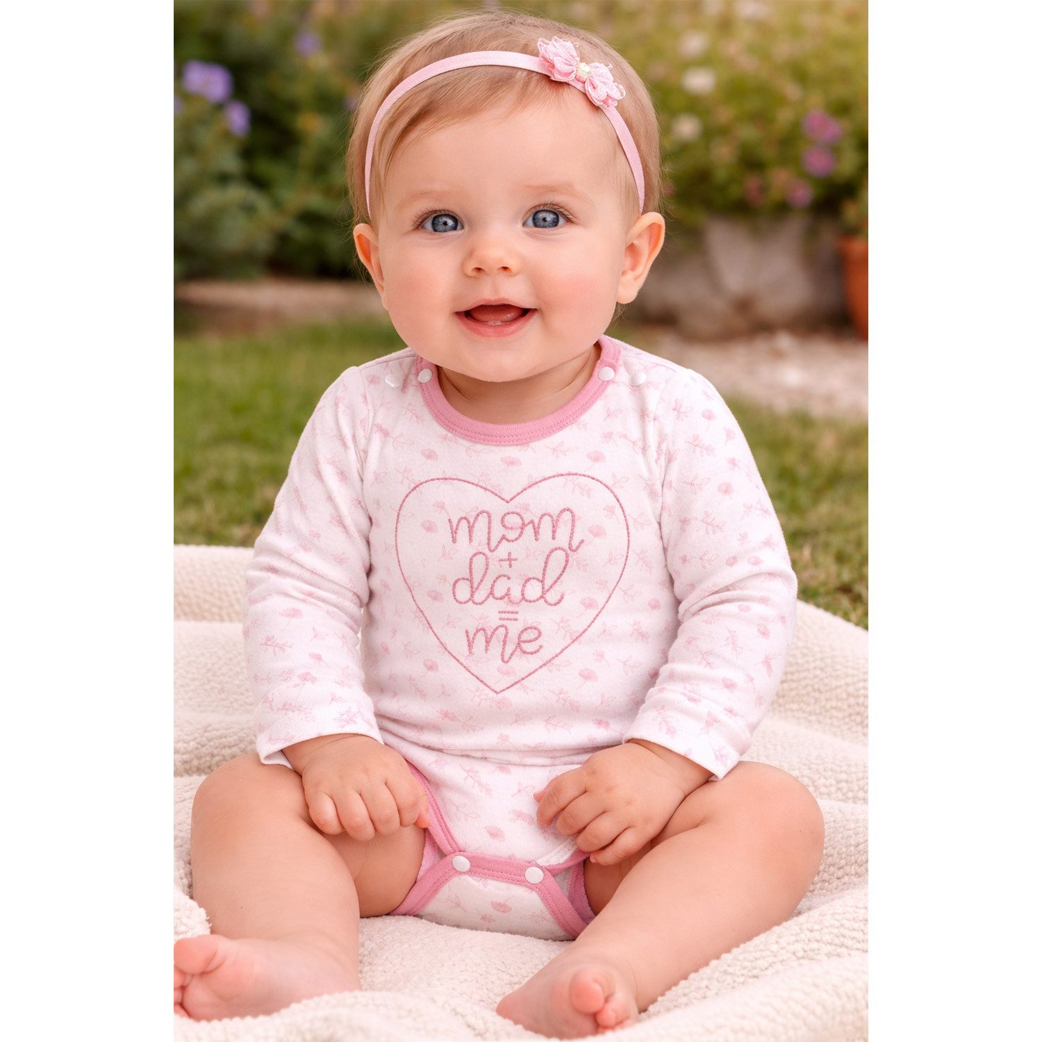 BONDI Strampler BONDI Baby Langarm Body 'Mom+Dad' 93733, Offwhite