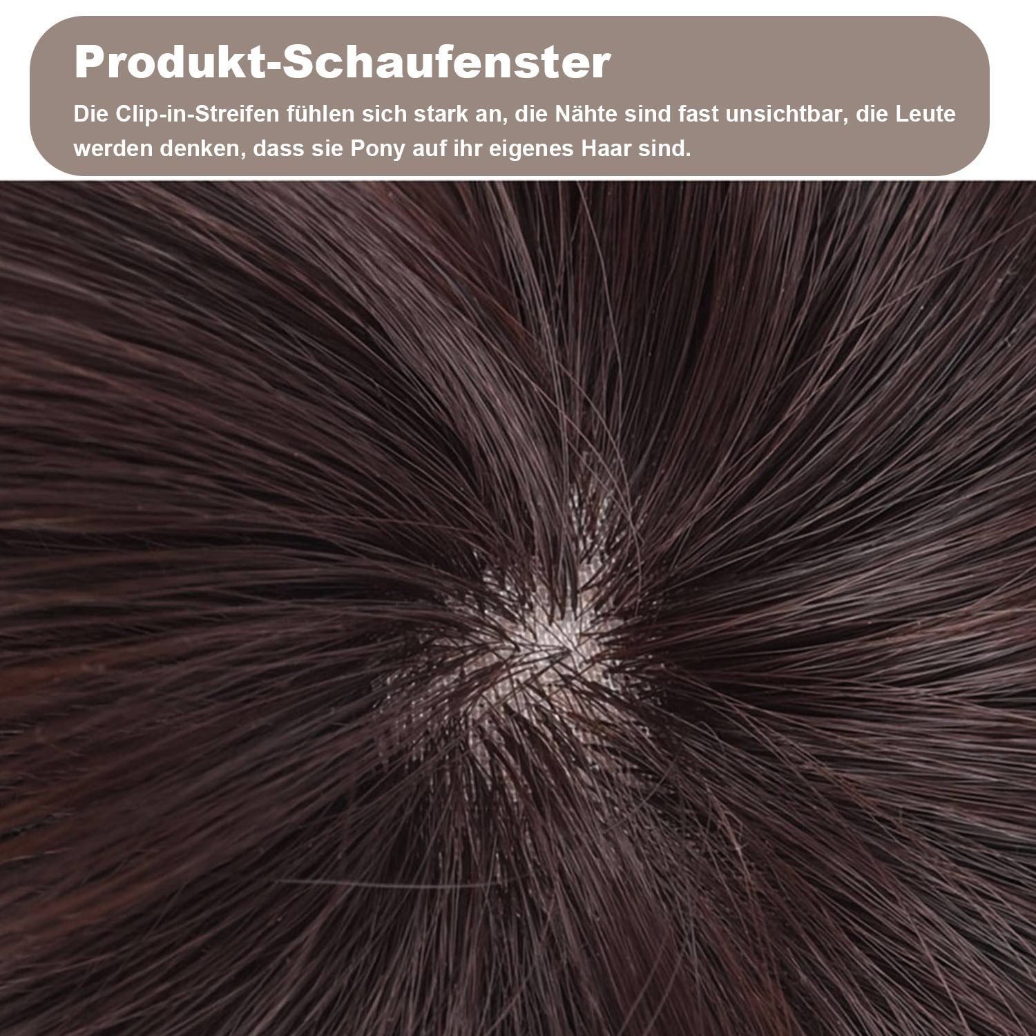 Refttenw Kunsthaarperücke 3D Air Bangs Haarteil Mini-Haarteil mit Pony, zum Anklipsen, 20CM 3D Air Pony Extension mit Haarscheitel