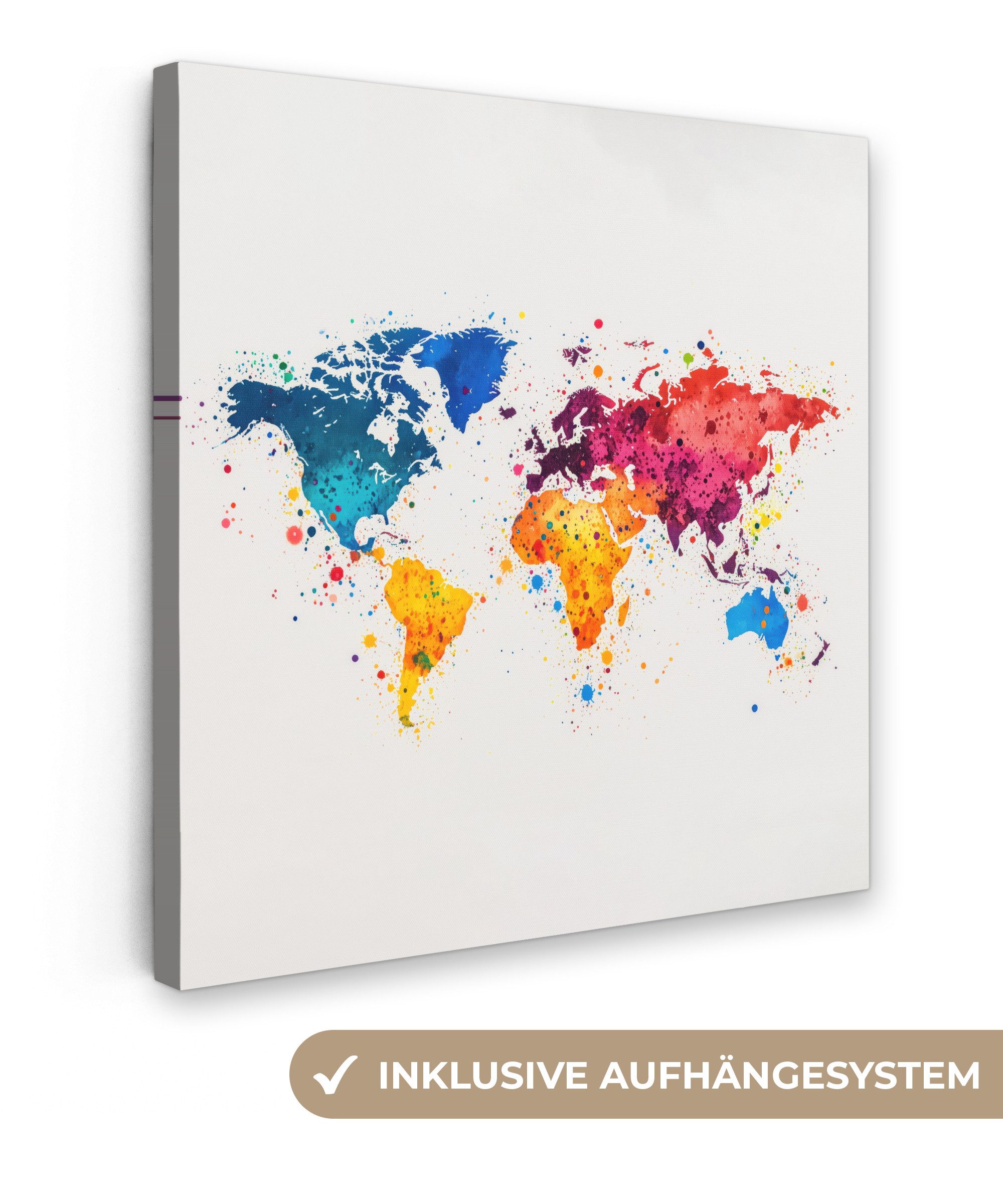 OneMillionCanvasses® Leinwandbild Weltkarte - Graffiti - günstig online kaufen