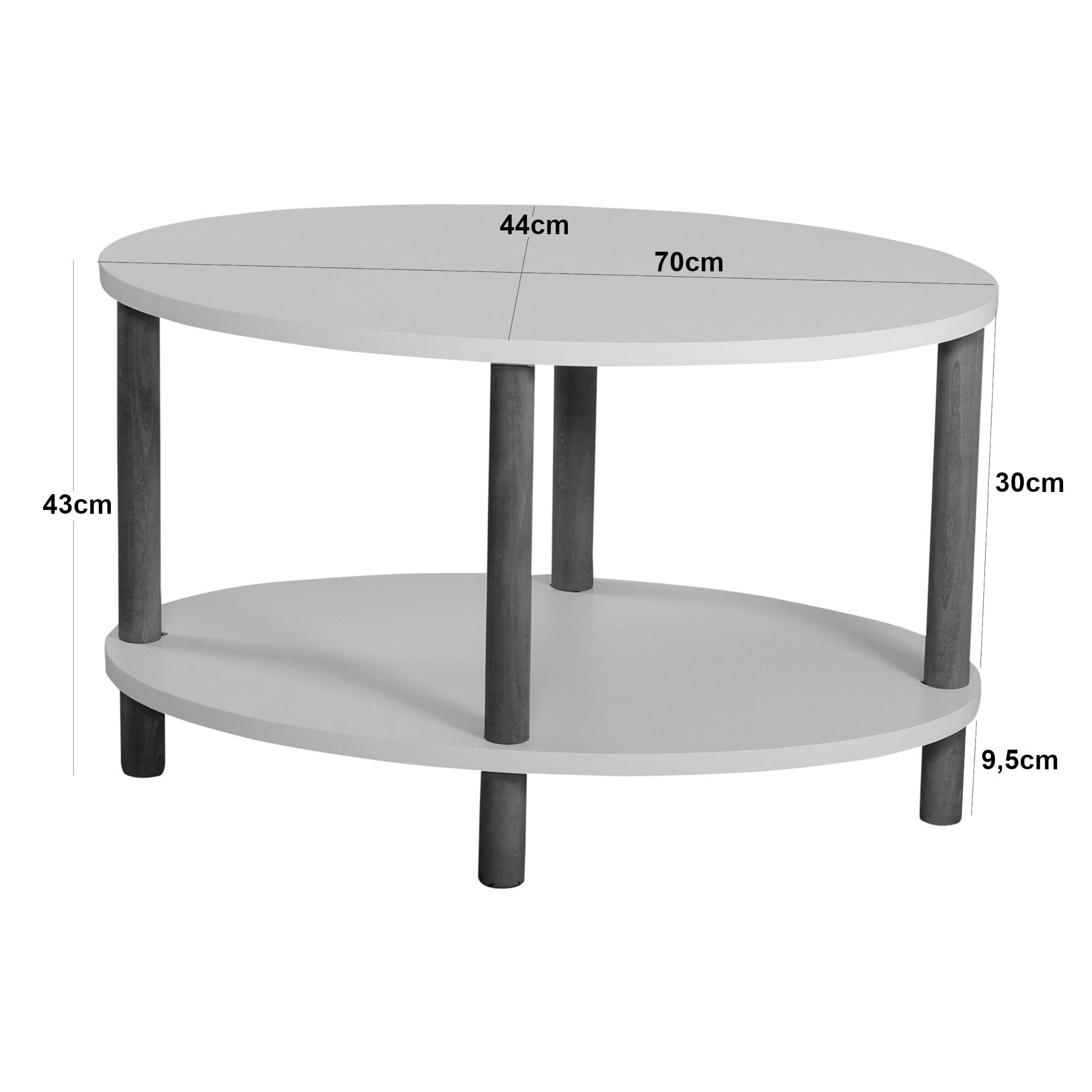 en.casa Couchtisch, »Højreby« oval Beine aus Buchenholz 70x44x43 cm Marmoroptik, creme