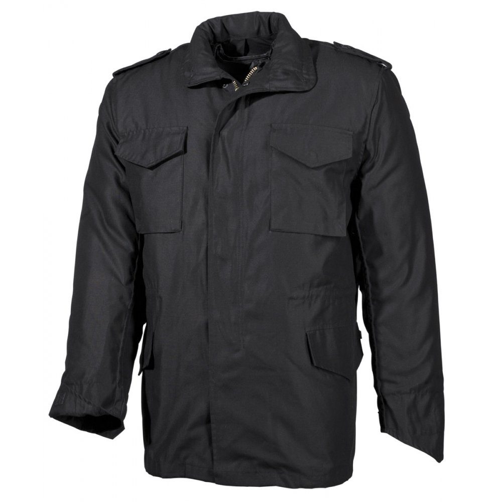 MFH Fieldjacket US Feldjacke M65, schwarz, m. auskn. Steppfutter, Mod. - L ausknöpfbarem Steppfutter