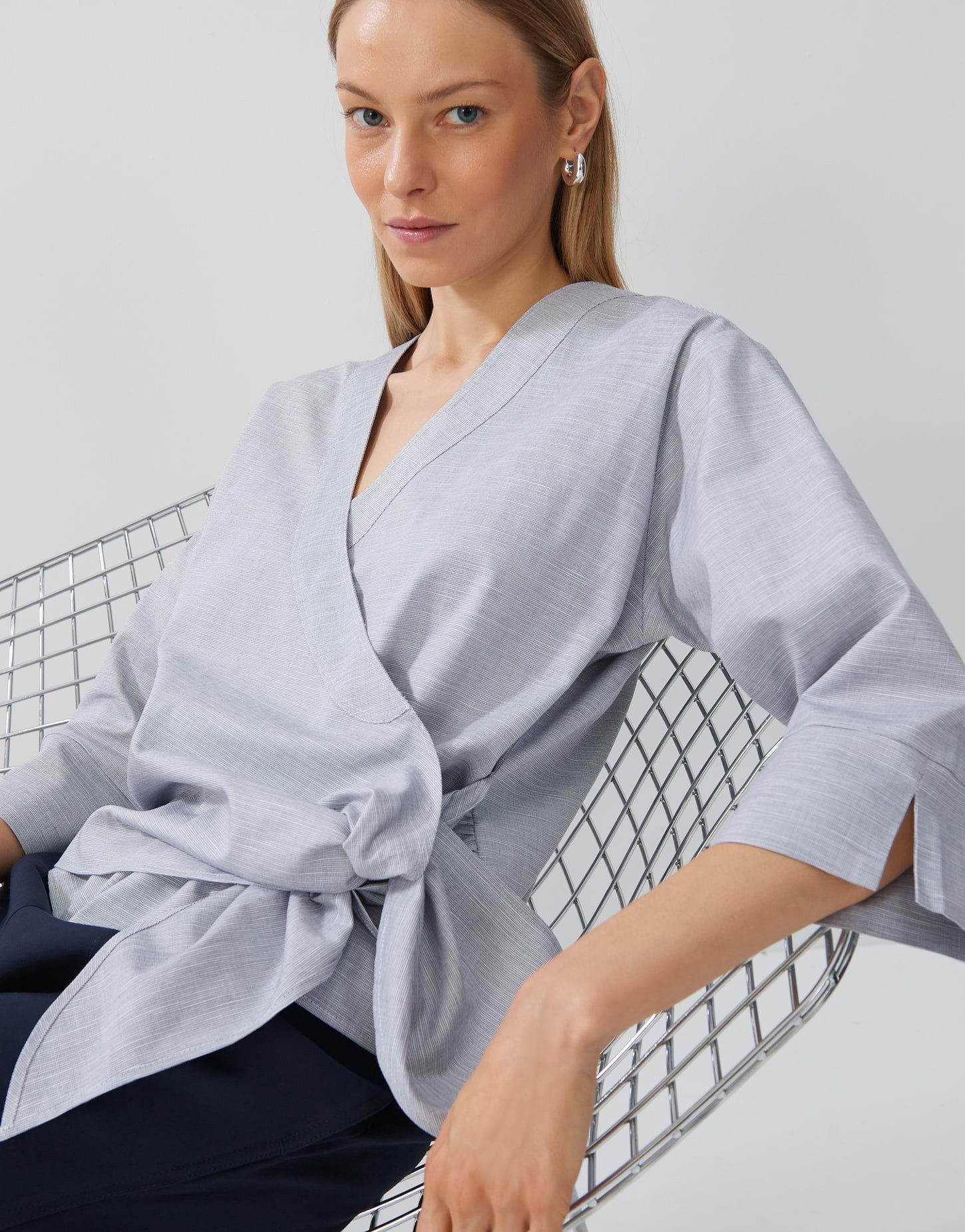 someday Wickelbluse Wickelbluse ZAYALI CHAMBRAY Regular aus BCI Cotton