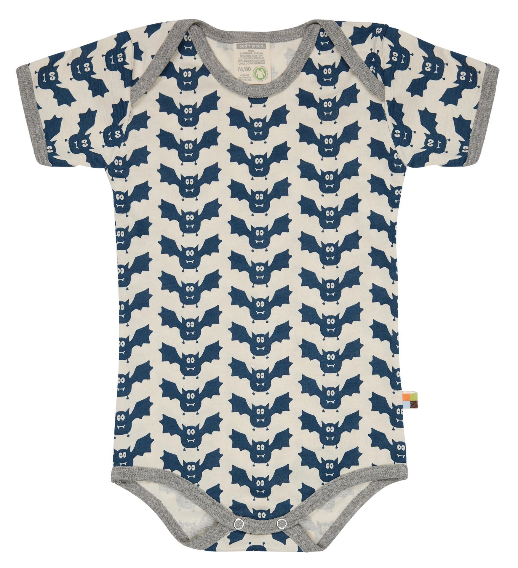 loud + proud Kurzarmbody mit Tierdruck Bio Baumwolle, GOTS