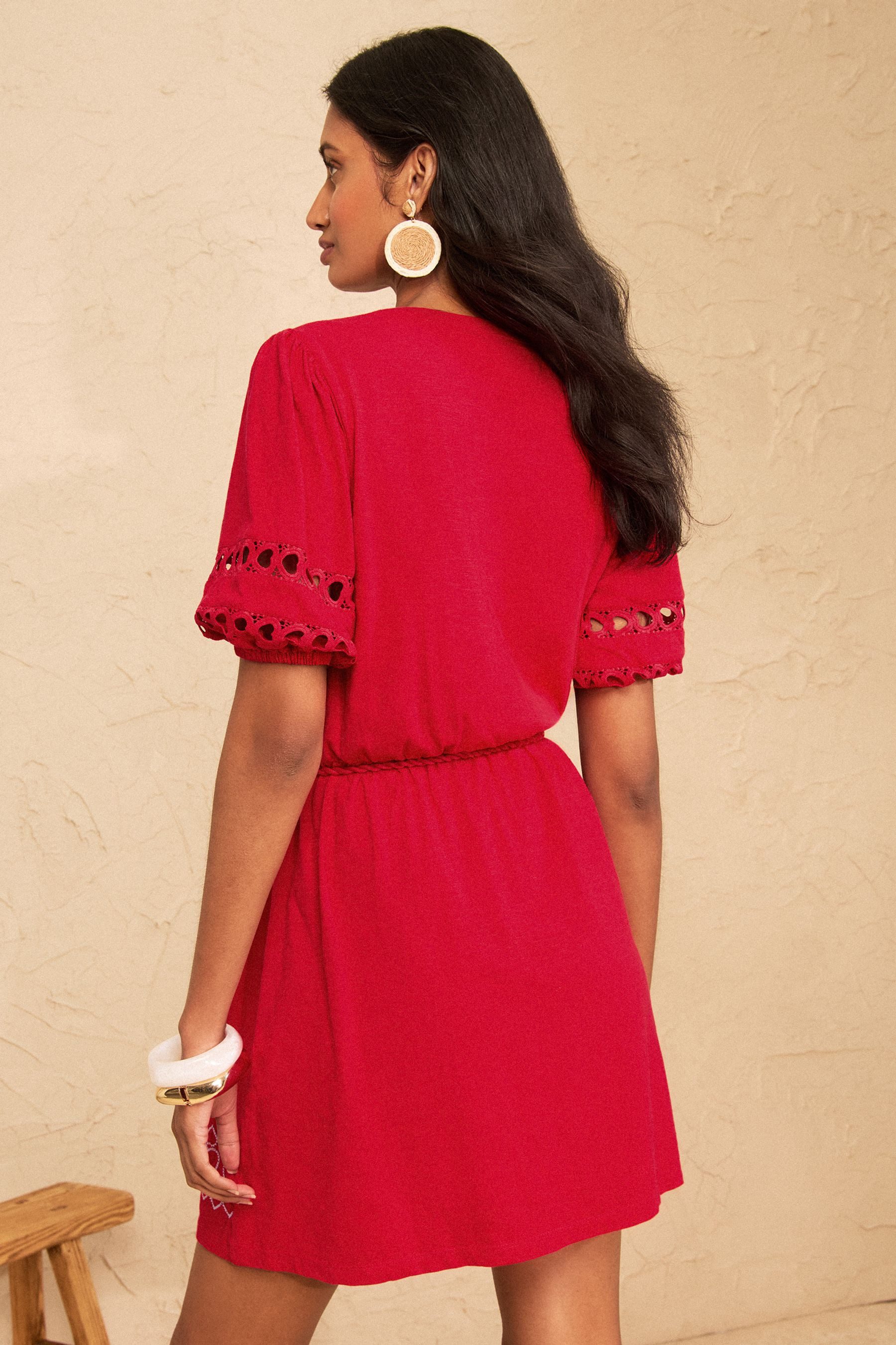 Love & Roses Jerseykleid Love & Roses Minikleid mit Schlitzausschnitt (1-tlg)