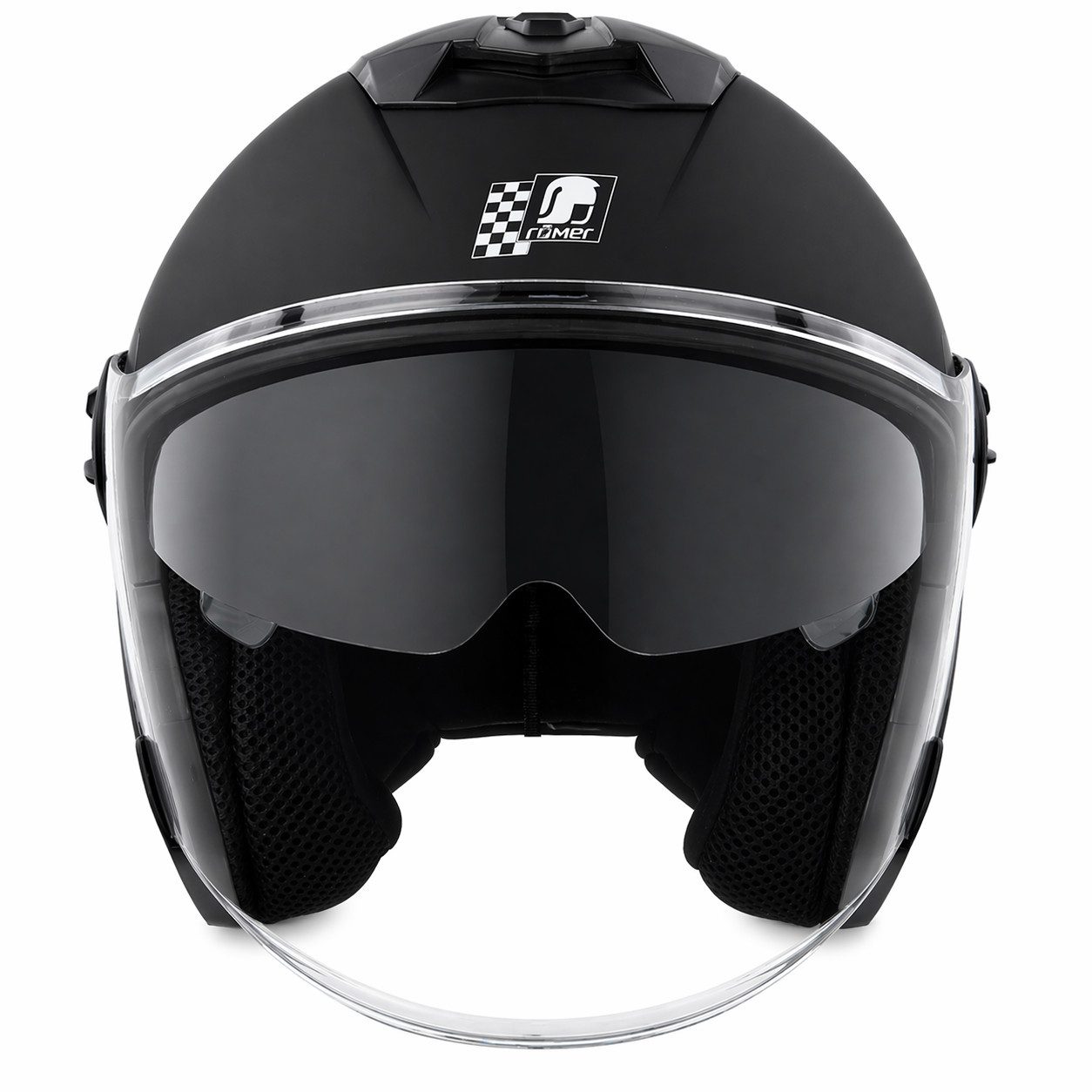 RÖMER HELME Motorradhelm RR10901 - Jethelm - mit innenliegendem Sonnenvisier, schwarzmatt – Bild 5 von 5