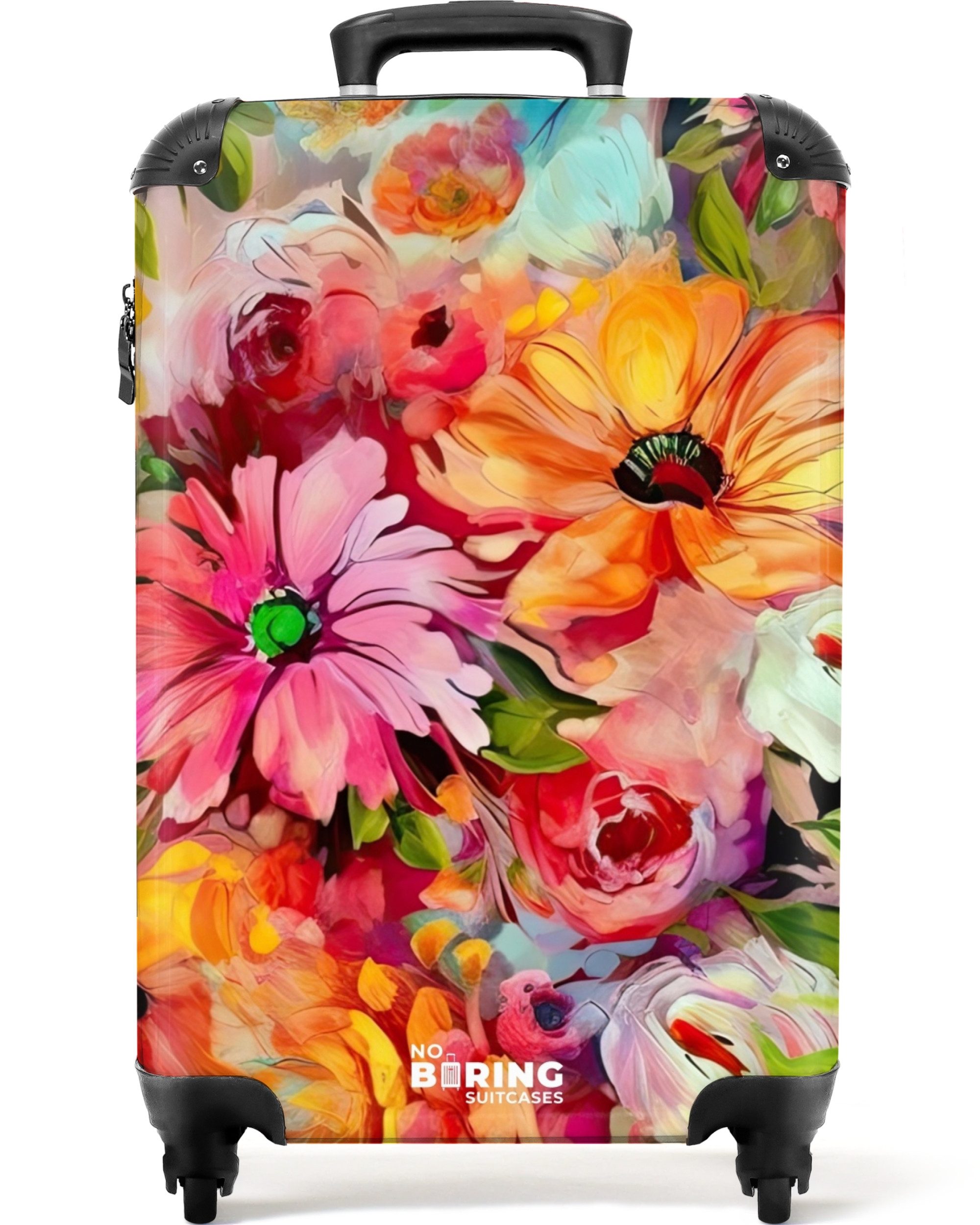 NoBoringSuitcases.com© Hartschalen-Trolley Blumen - Farbenfroh - Kunst - Ölgemälde 55x35x20cm, 4 Rollen, Reisetasche mit Rollen, Koffer Handgepäck Flugzeug