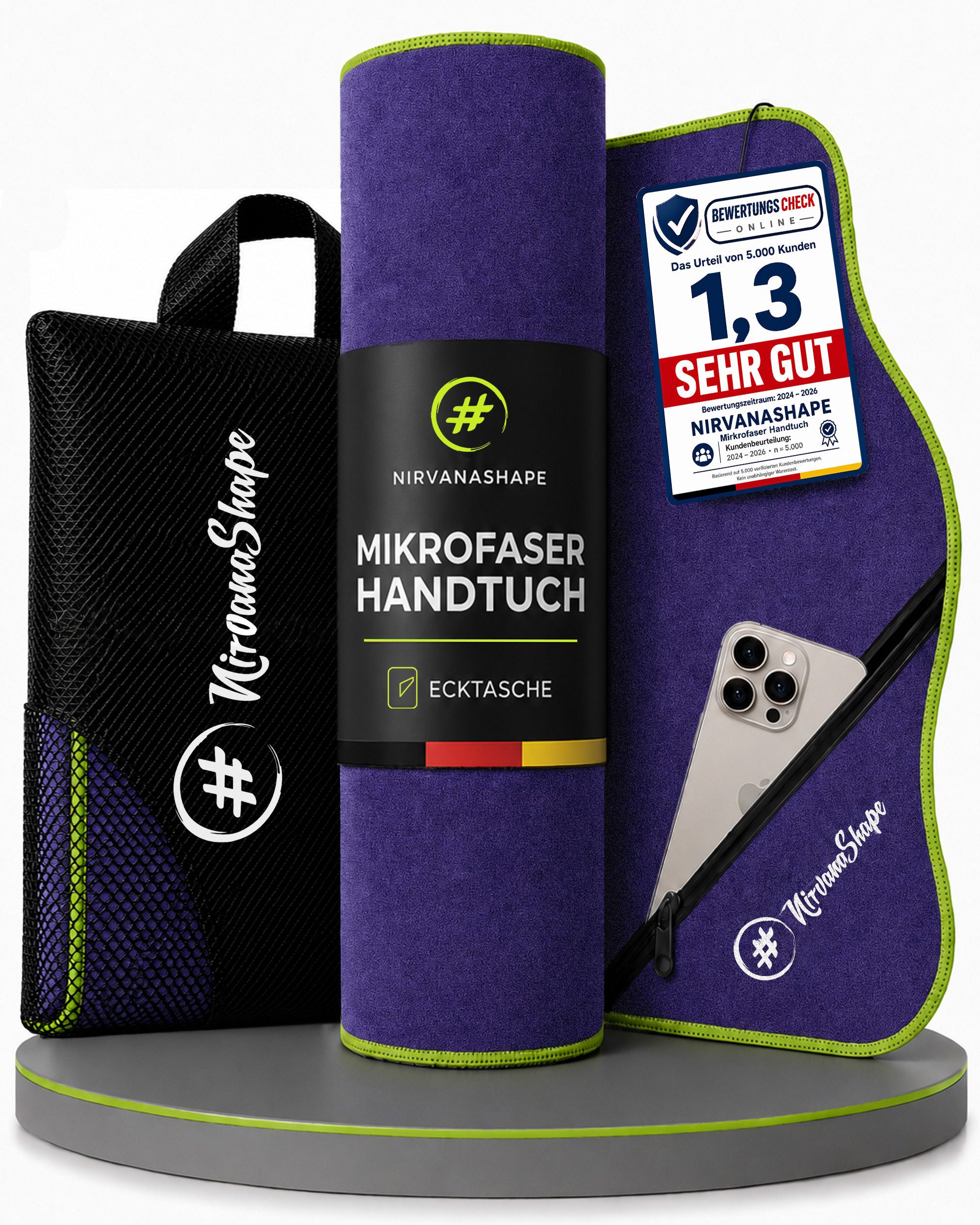 NirvanaShape Sporthandtuch Mikrofaser Handtuch, Microfaser Handtücher als Reisehandtuch, (Set), Microfaser Handtuch als Strandtuch oder Fitneesshandtuch