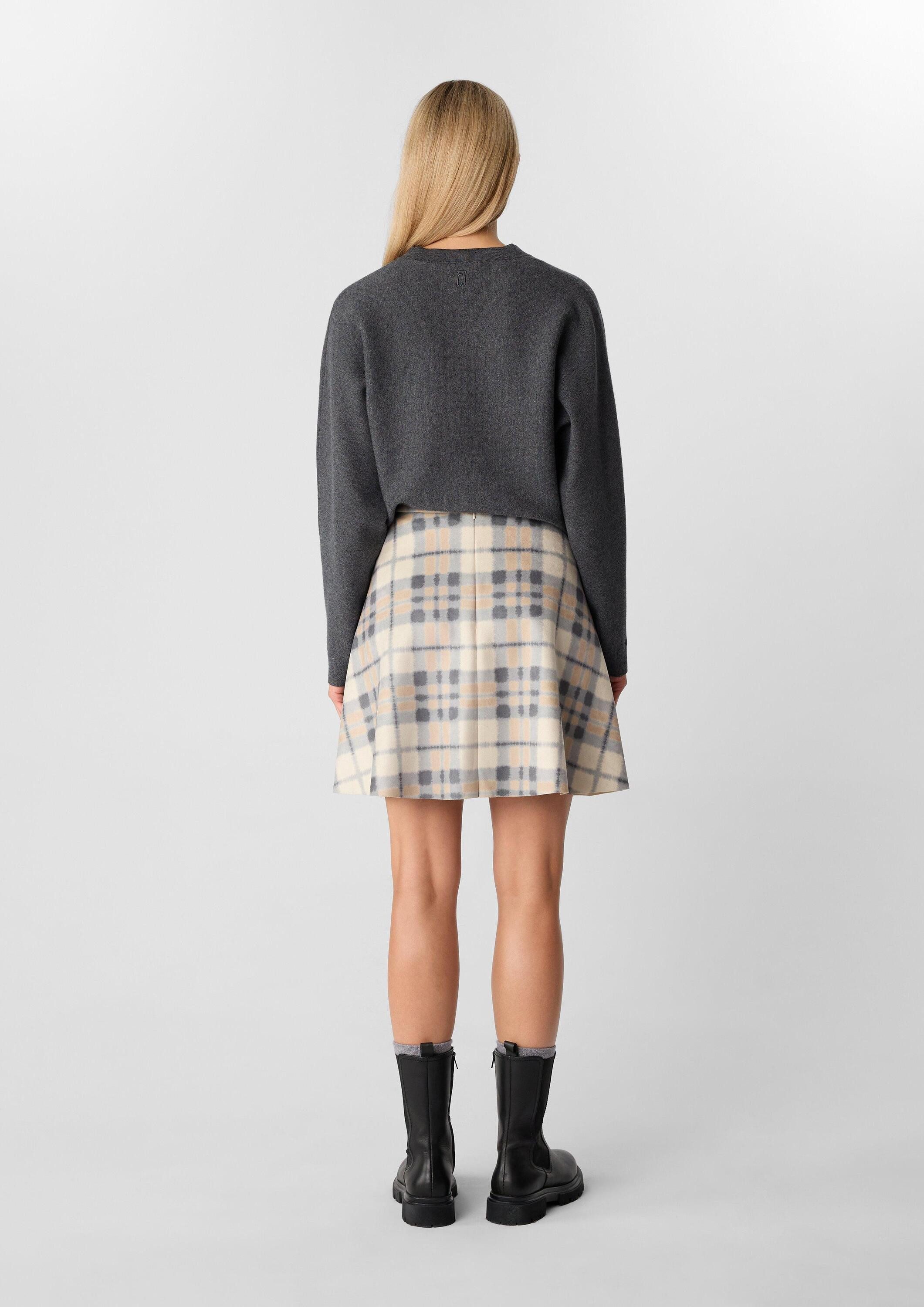 comma Minirock Rock Karierter Rock aus softem Scuba-Stoff