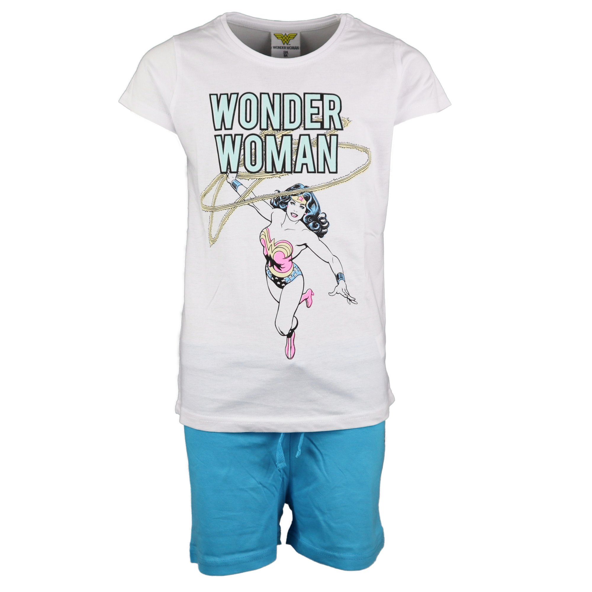 DC Comics Schlafanzug Wonder Woman Mädchen Pyjama Gr. 134 bis 164, Baumwolle