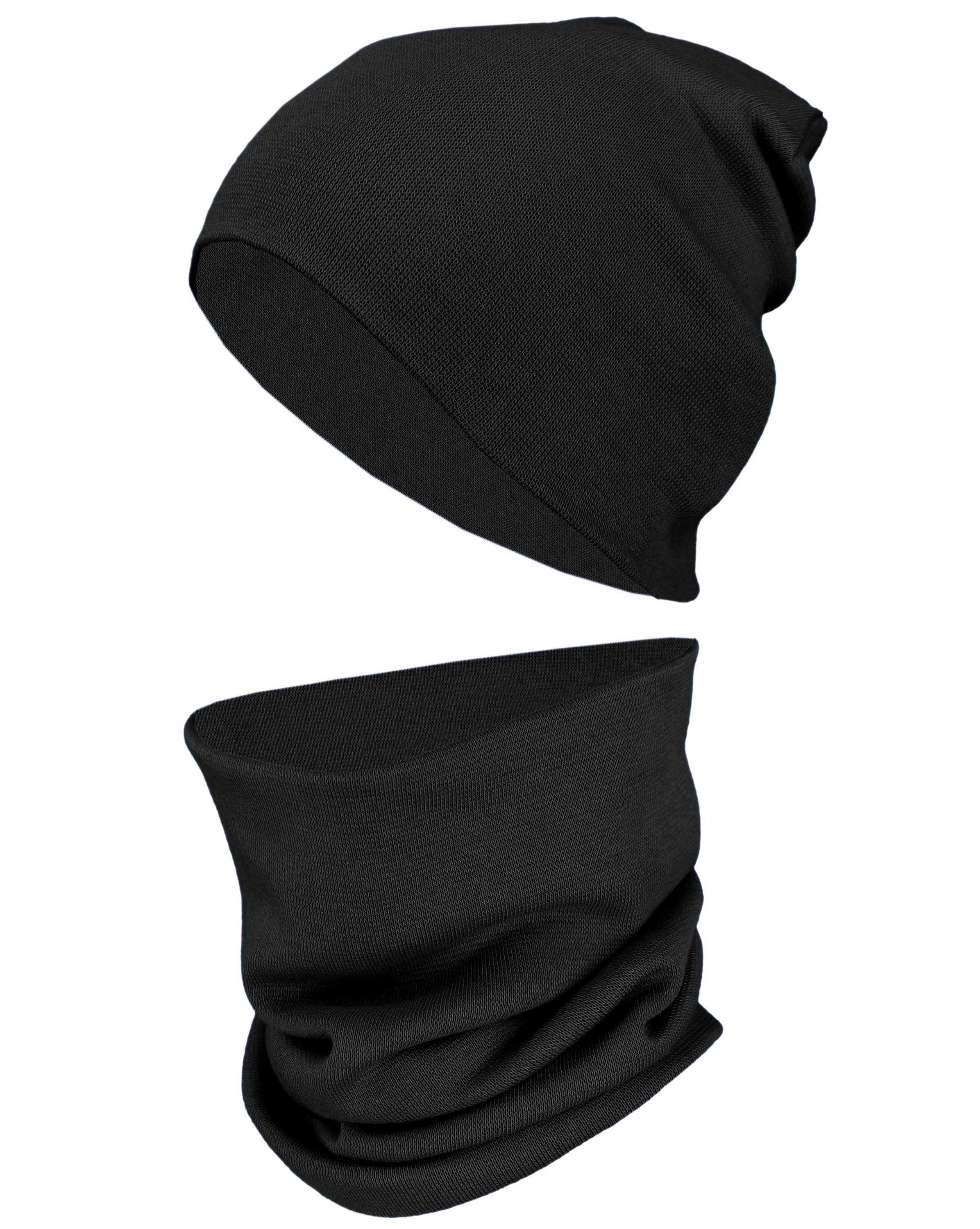 TupTam Beanie Kinder Beanie Mütze Schlauchschal Set aus Jersey und Rippstoff