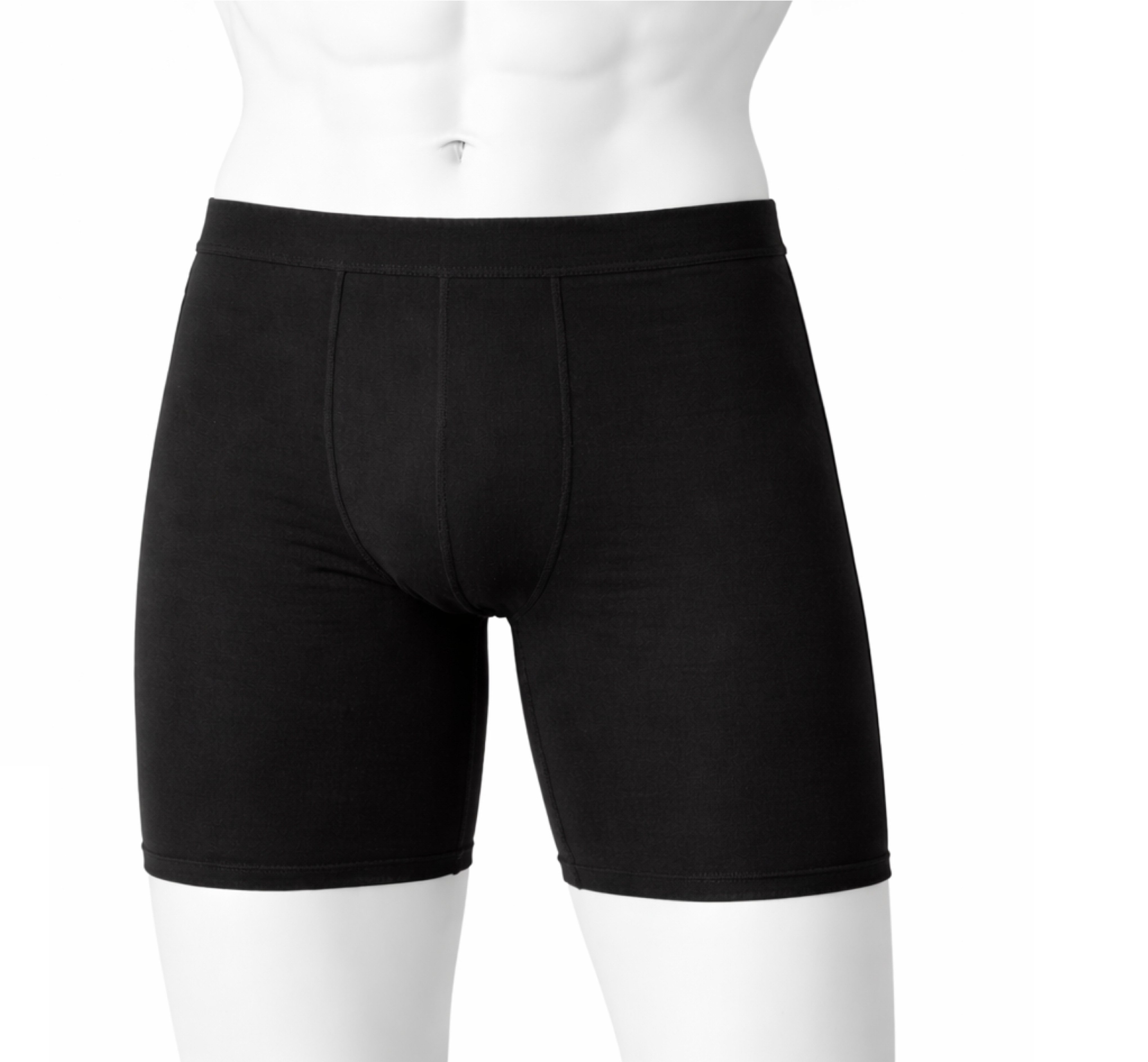Boxershorts Herren Baumwolle langes Bein Schwarz 10er Pack