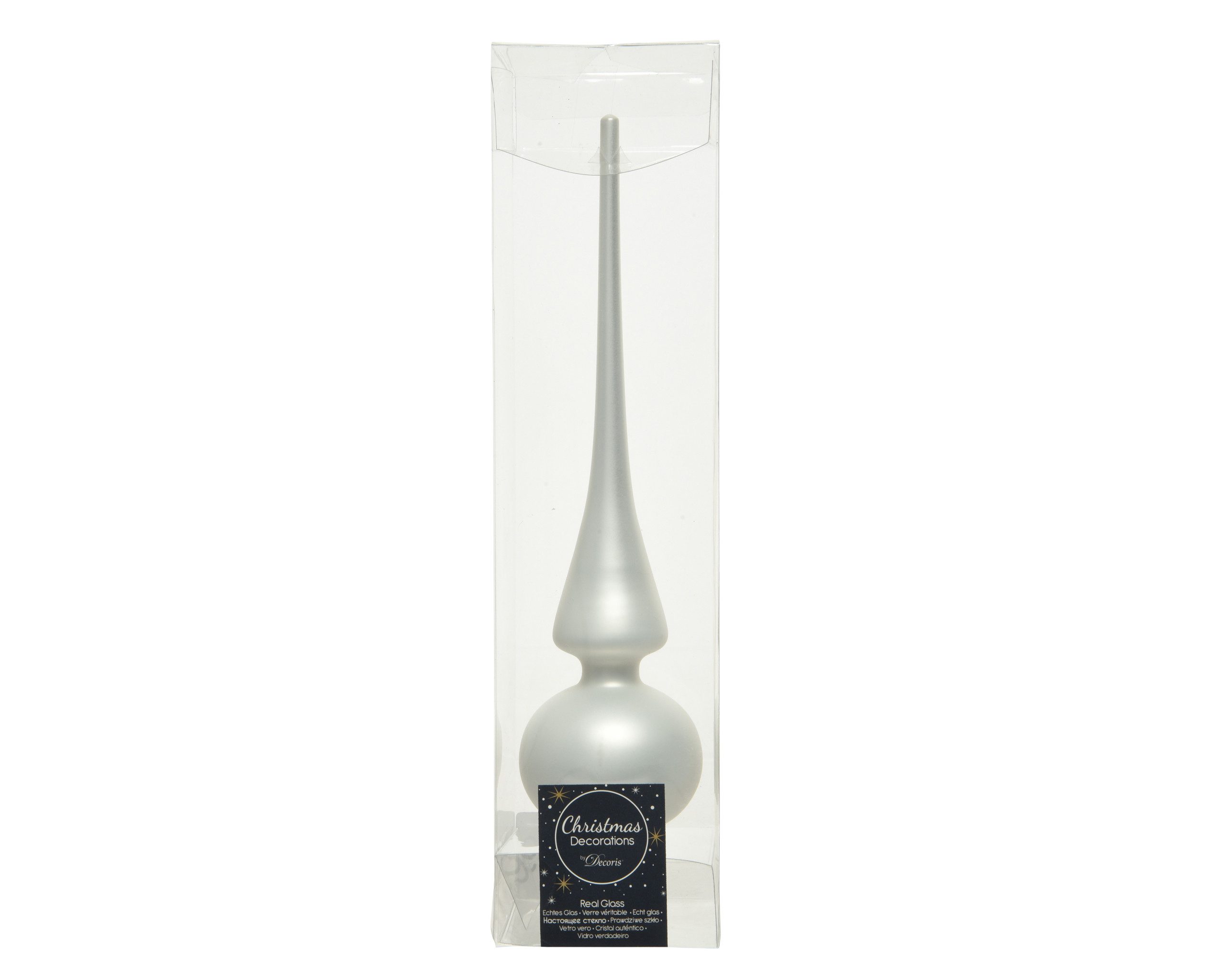 Kaemingk Christbaumspitze, Christbaumspitze Glas 26cm winterweiß matt