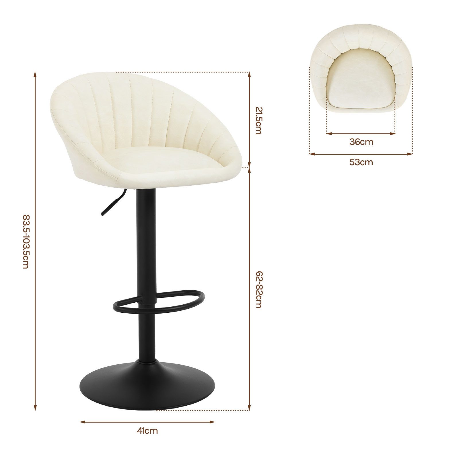 Woltu Barhocker (1 St), küchenhocker höhenverstellbar, Ergonomischer Stuhl, Kunstleder