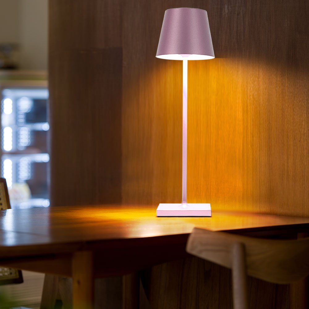 SIGOR Außen-Tischleuchte, LED-Leuchtmittel fest verbaut, Warmweiß, Außenleuchte LED Tischleuchte roségold