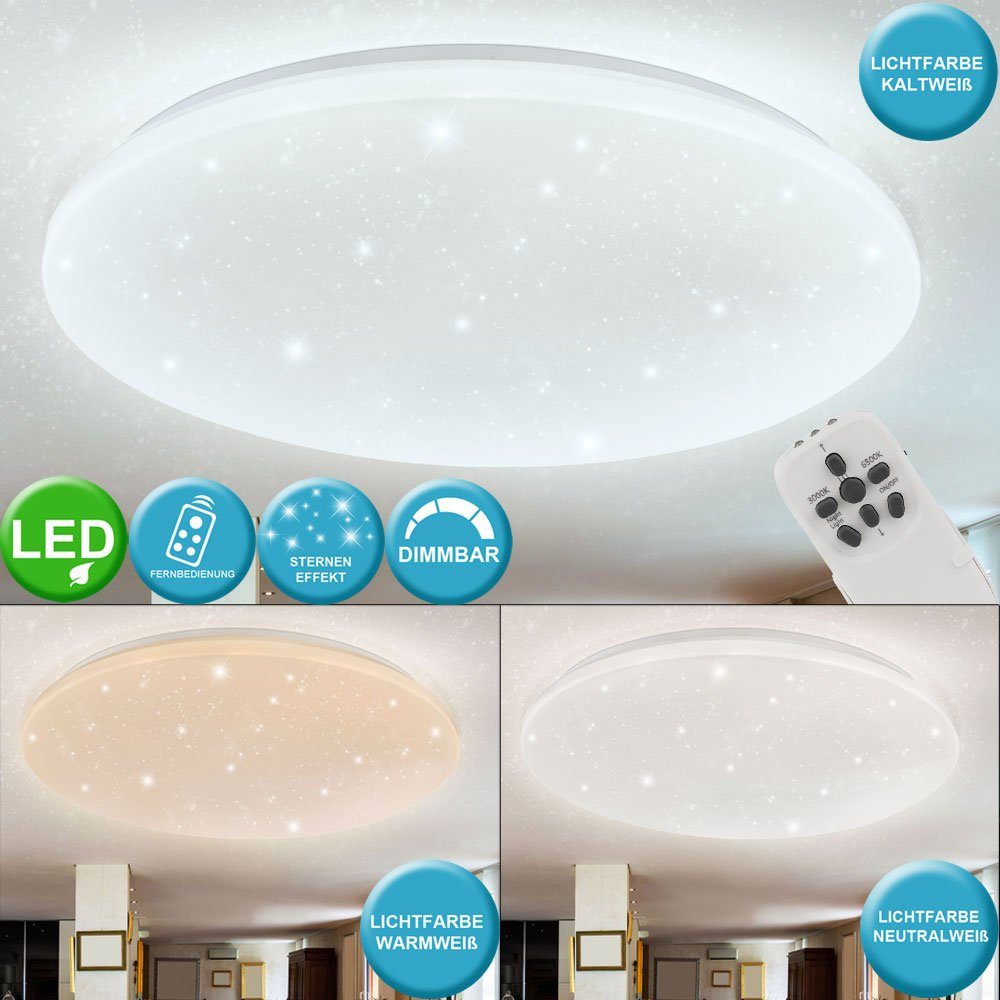 Wohn Tageslichtweiß, Sternen Globo LED-Leuchtmittel LED Dimmer Deckenleuchte, LED Fernbedienung Zimmer Lampe Warmweiß, Neutralweiß, Kaltweiß, Decken verbaut, fest