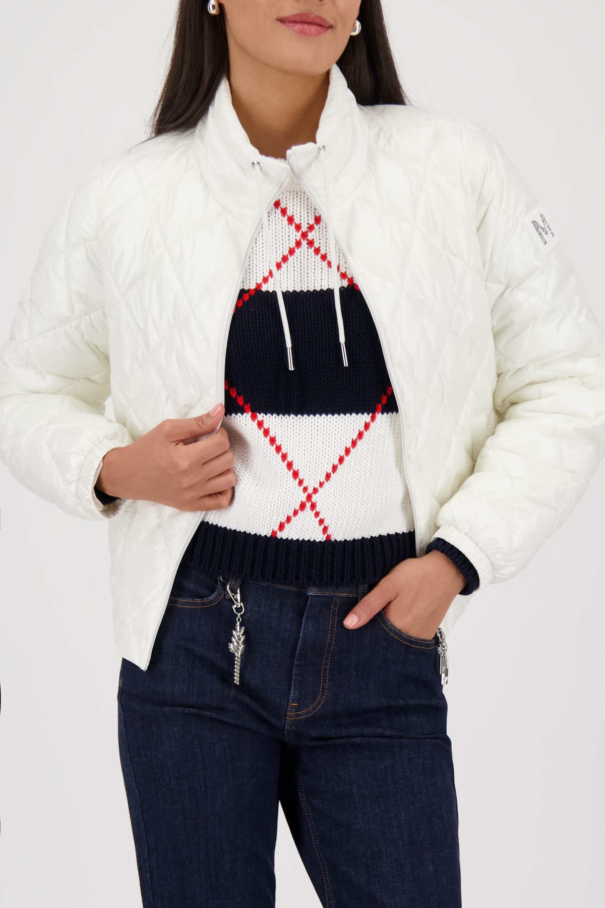 Monari Steppjacke Stehkragen, Regular Fit, Seitenschlitze mit Reißverschluss