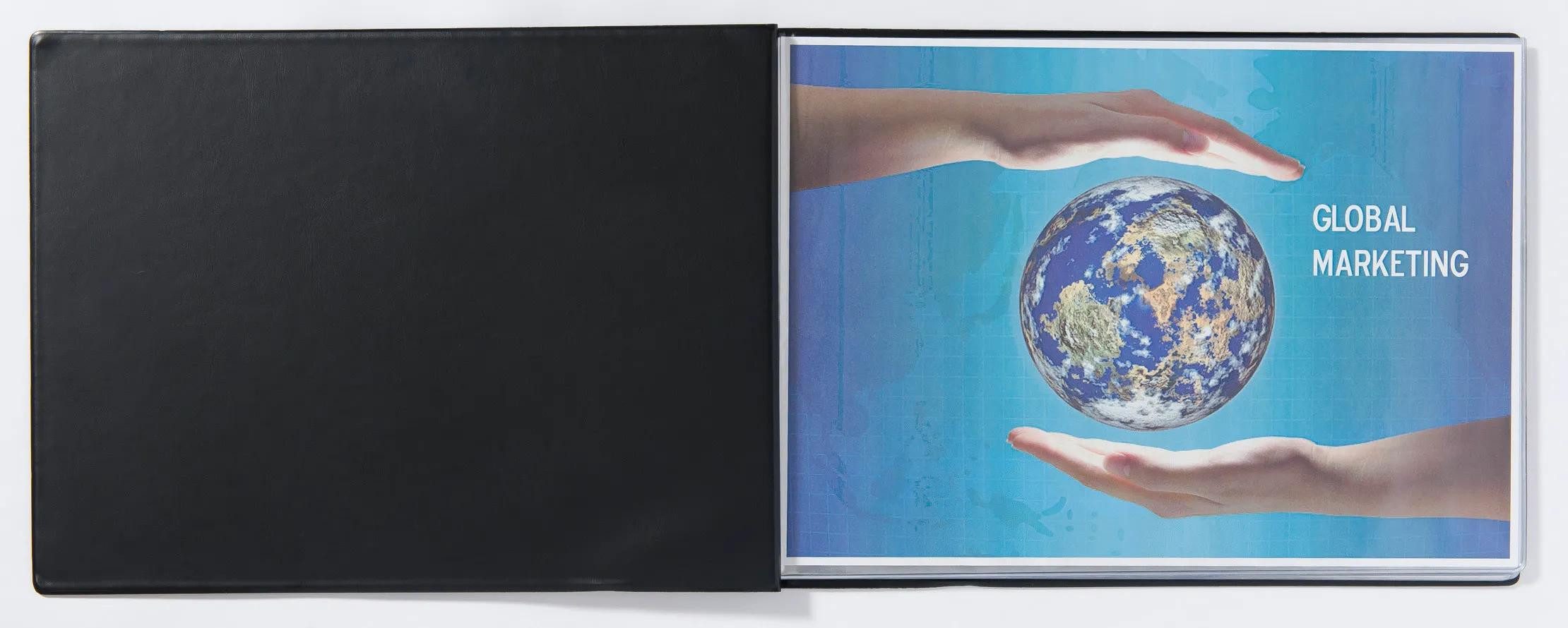 EXACOMPTA Prospekthülle 4x Sichtmappe Deckel PVC 14mm 24 Hüllen A3 quer Schwarz GDB24/LZ, Sichtmappen geschweisst