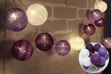 Angel's Pride LED-Lichterkette Lichterkette Cotton Ball Batteriebetrieben - 3,3M 20 LED Kugeln, Dekoration, Dekolicht, Geburtstag, Weihnachten