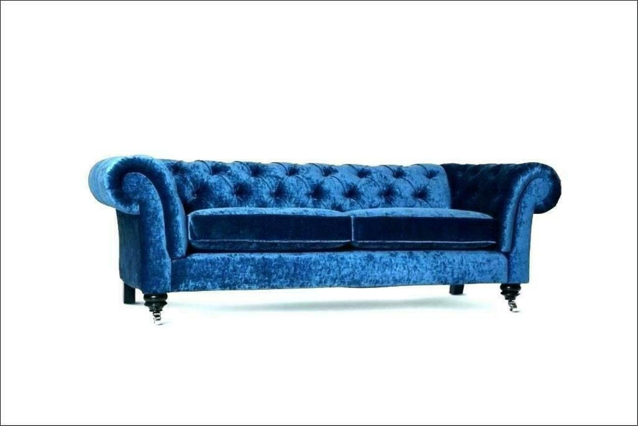 JVmoebel 3-Sitzer Chesterfield Samt Sofa 3 Sitzer Designer Blau Couchen Couch Stoff