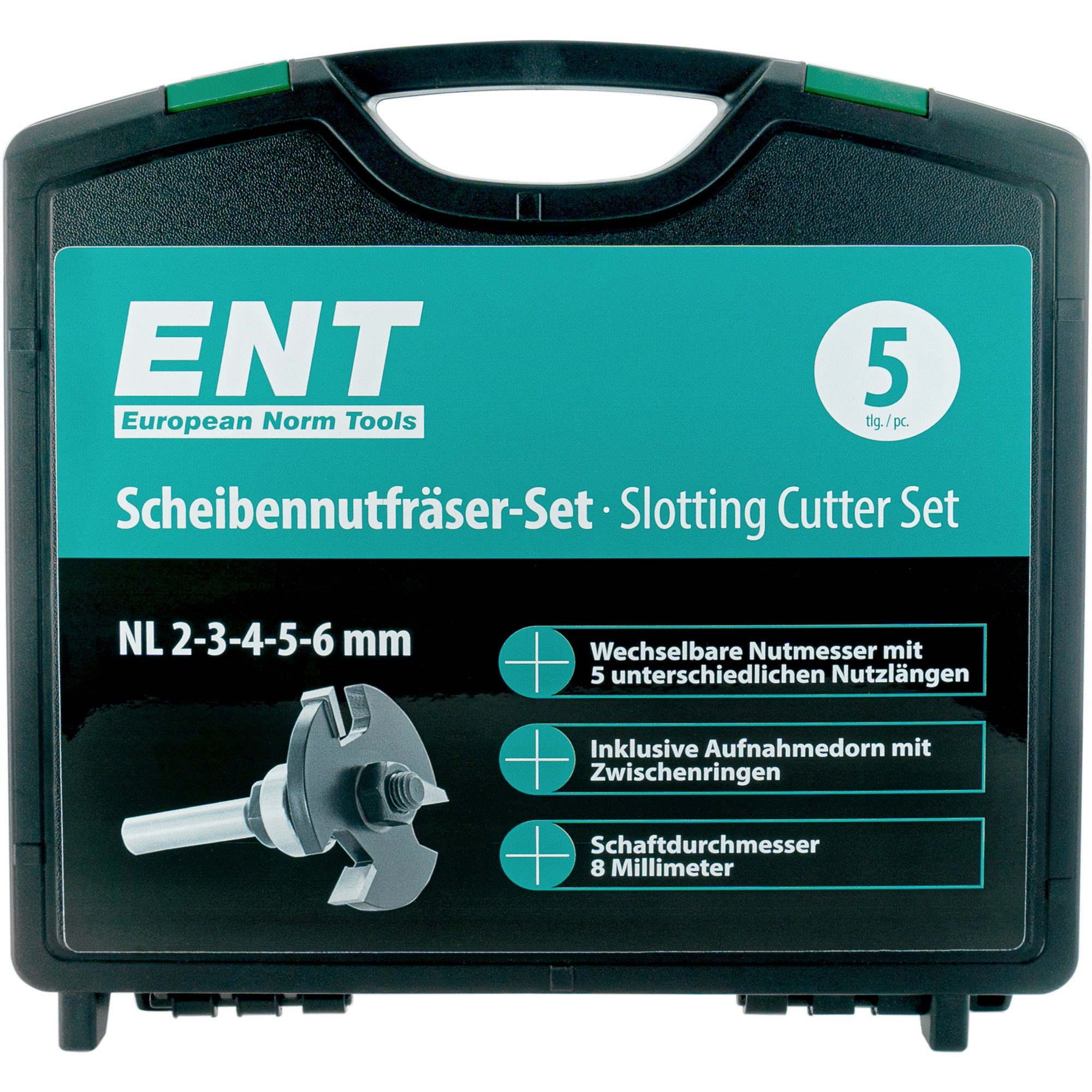 ENT European Norm Fräsbohrer 47,6 Ø 2-3-4-5-6 mm, 8 10-tlg. Schaft mm, Scheibennutfräser-Set, Breite Ø Hartmetall - mm ENT 09070 Tools in