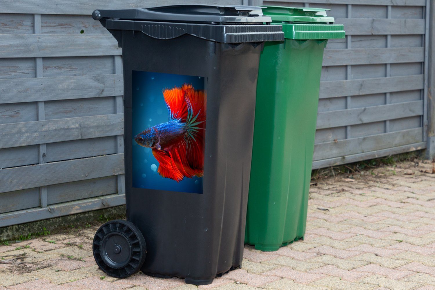 Wasser Sticker, MuchoWow Abfalbehälter Container, - Mülltonne, Fisch Mülleimer-aufkleber, St), - (1 Rot Wandsticker