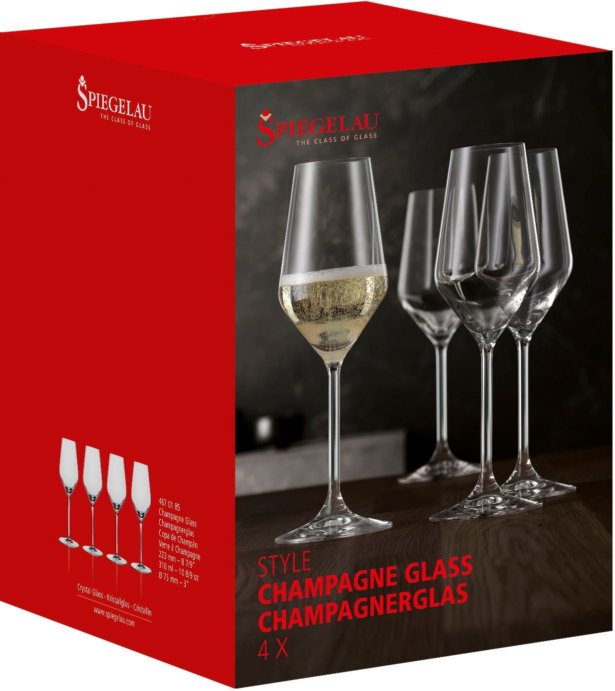 SPIEGELAU Champagnerglas Style, 4-tlg., Kristallglas, 310 ml, 4-teilig