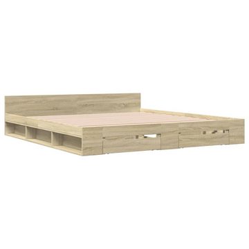 vidaXL Bett Bettgestell mit Schubladen Sonoma-Eiche 200x200cm Holzwerkstoff