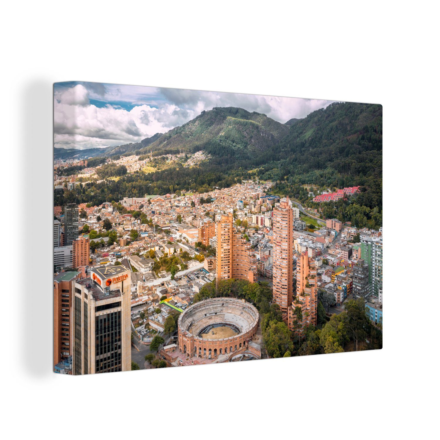 OneMillionCanvasses® Leinwandbild Bogota in Kolumbien von oben, (1 St), Wandbild Leinwandbilder, Aufhängefertig, Wanddeko, 30x20 cm