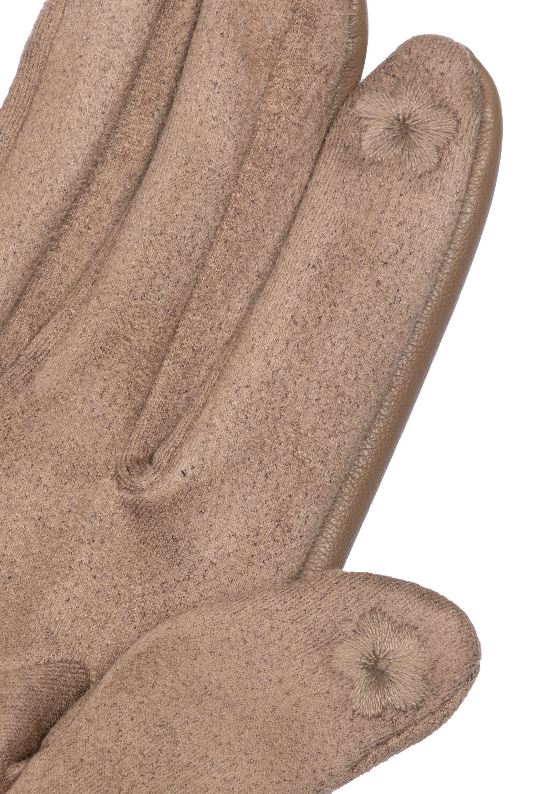 taupe klassisch uni Handschuhe GLV016 Damen Strickhandschuhe elegante Caspar