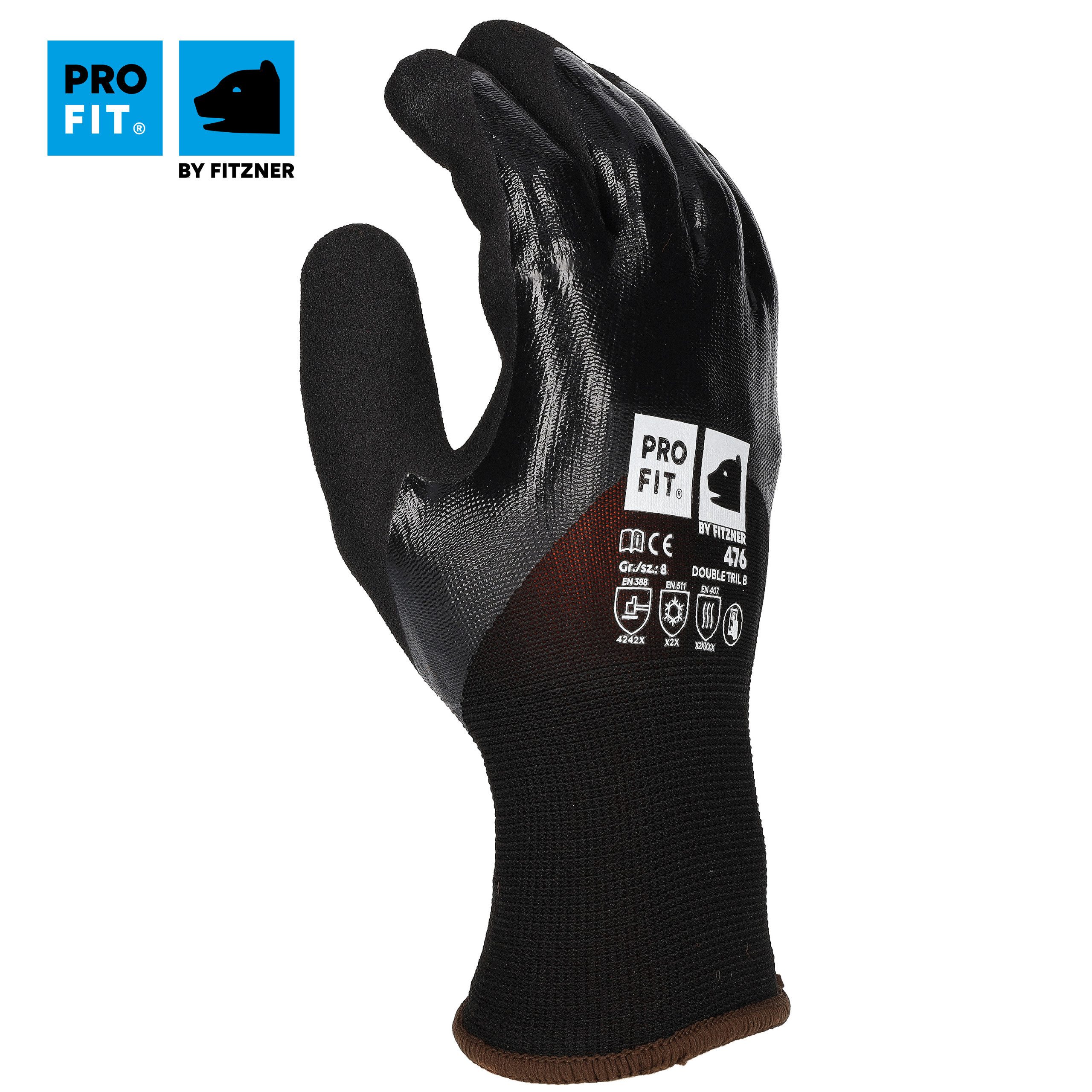 PRO FIT Nitril-Handschuhe Double Tril, Winter Arbeitshandschuhe, Sicherheitshandschuhe (12, Paar) Touchscreen-fähig, Robust, sicherer Griff, Handinnenfläche wasserdicht