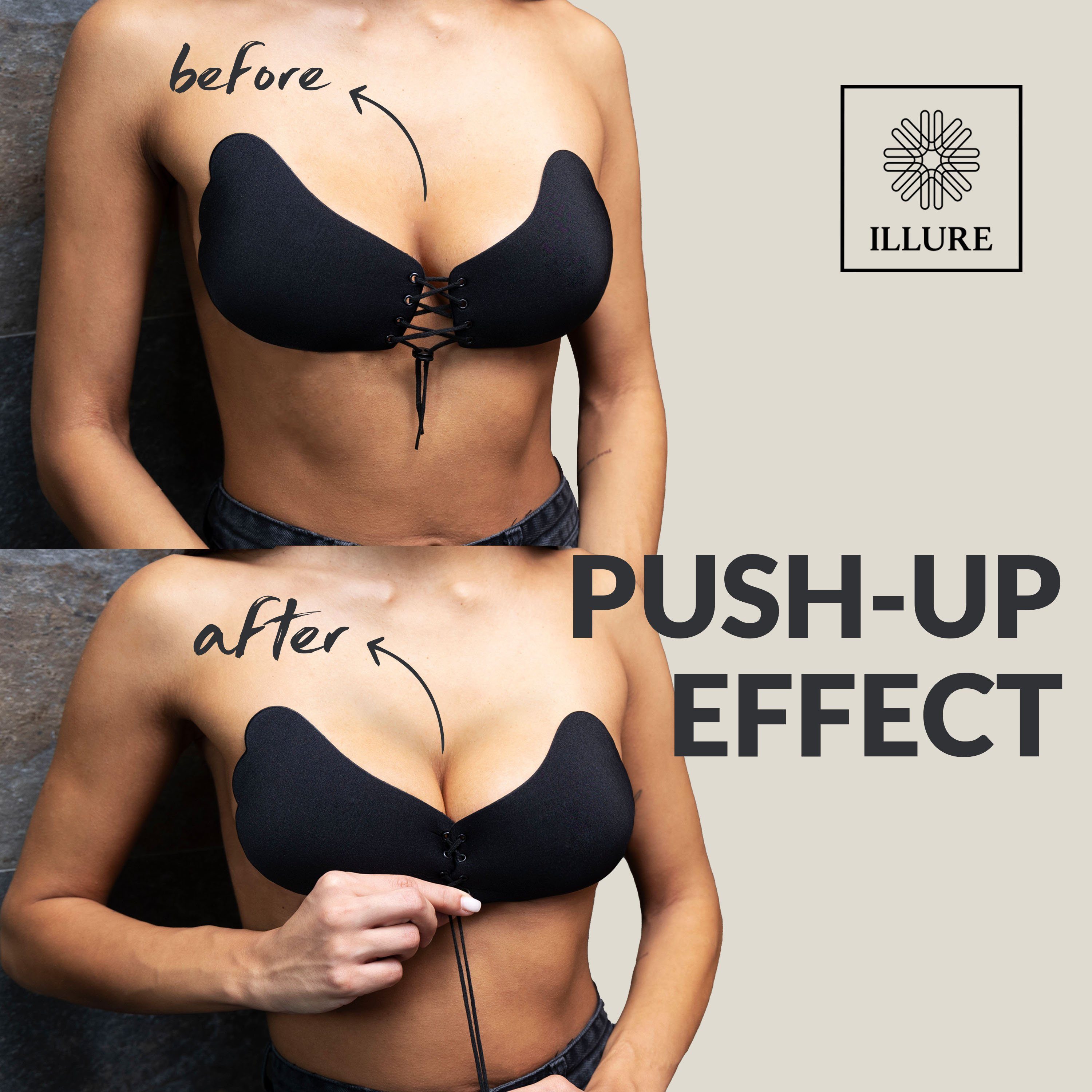 Dilara Klebe BH Push-Up 2er Set - Selbstklebender BH Rückenfrei Trägerlos